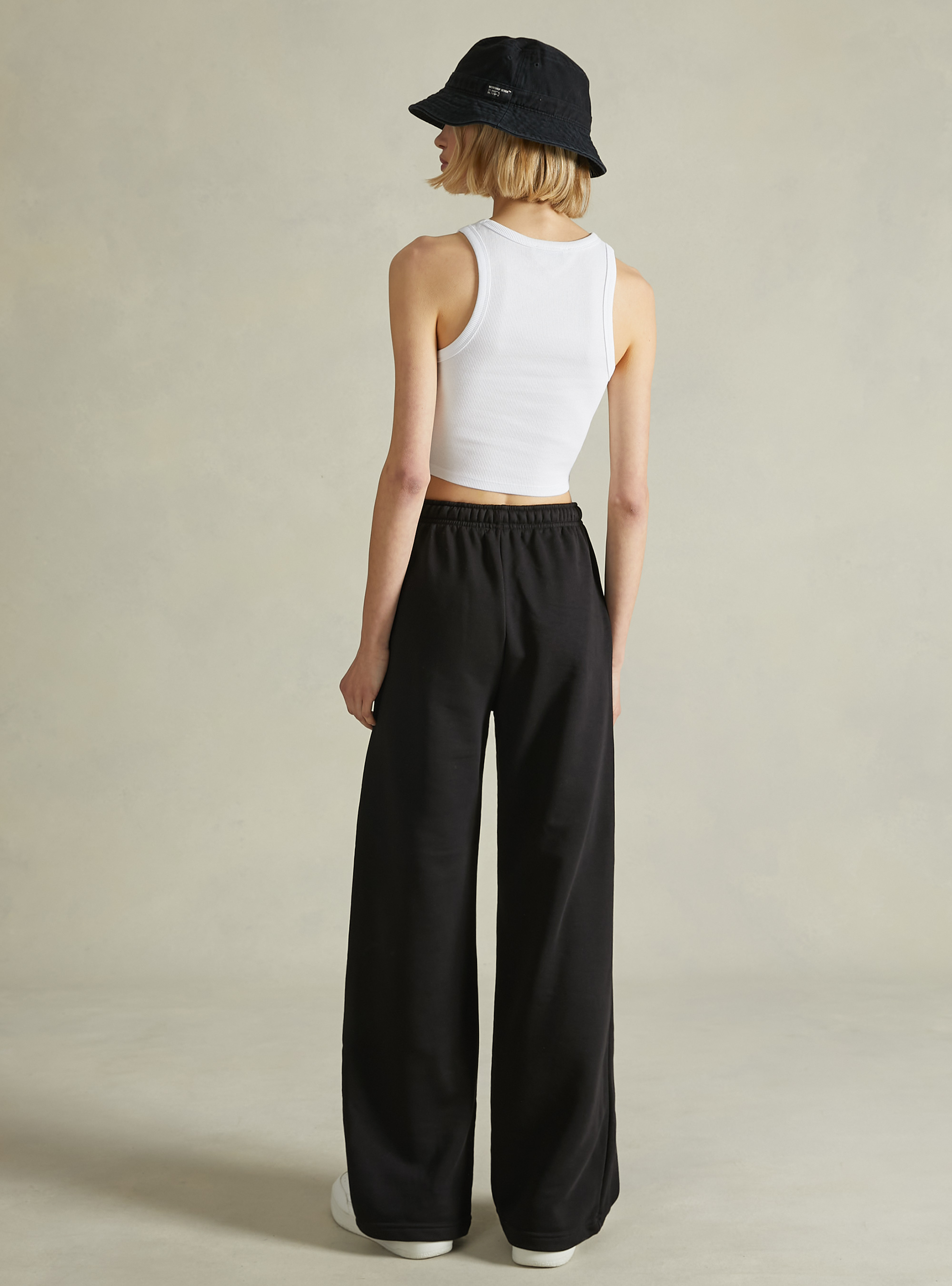 Plush wide leg trousers, BK1 BLACK