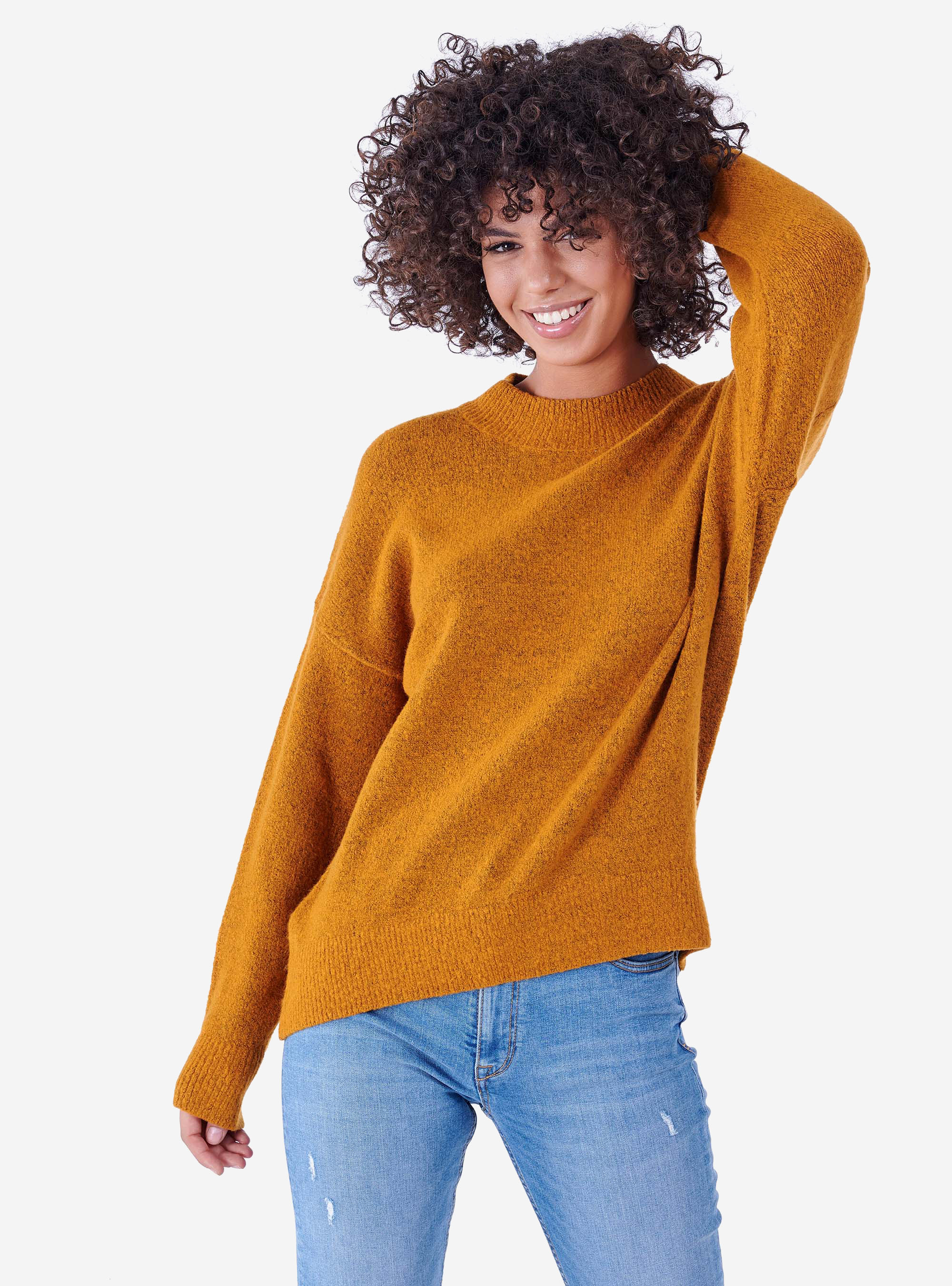 JERSEY CON CUELLO REDONDO, MOSTAZA