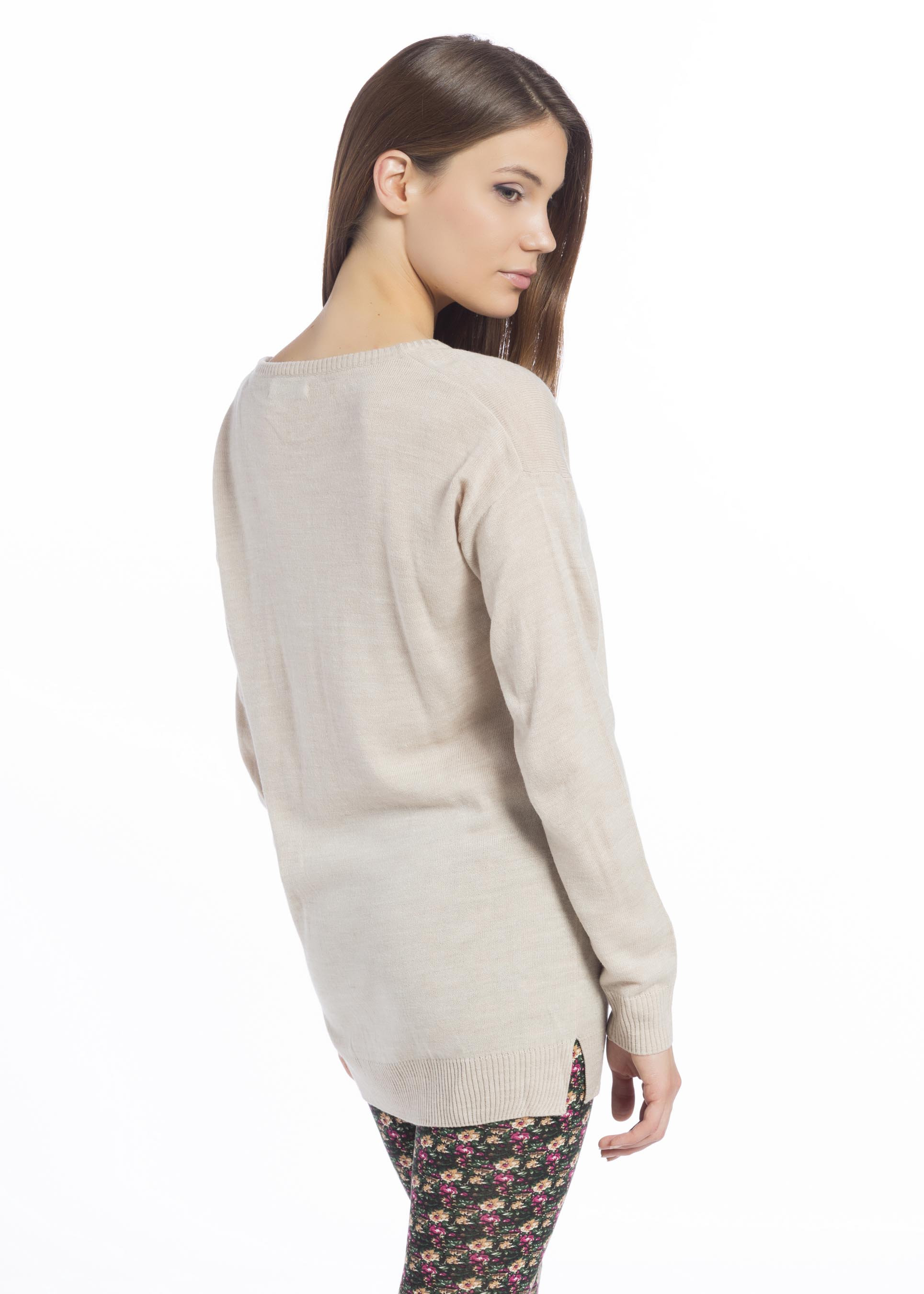 Crew-neck pullover, C0575 BEIGE