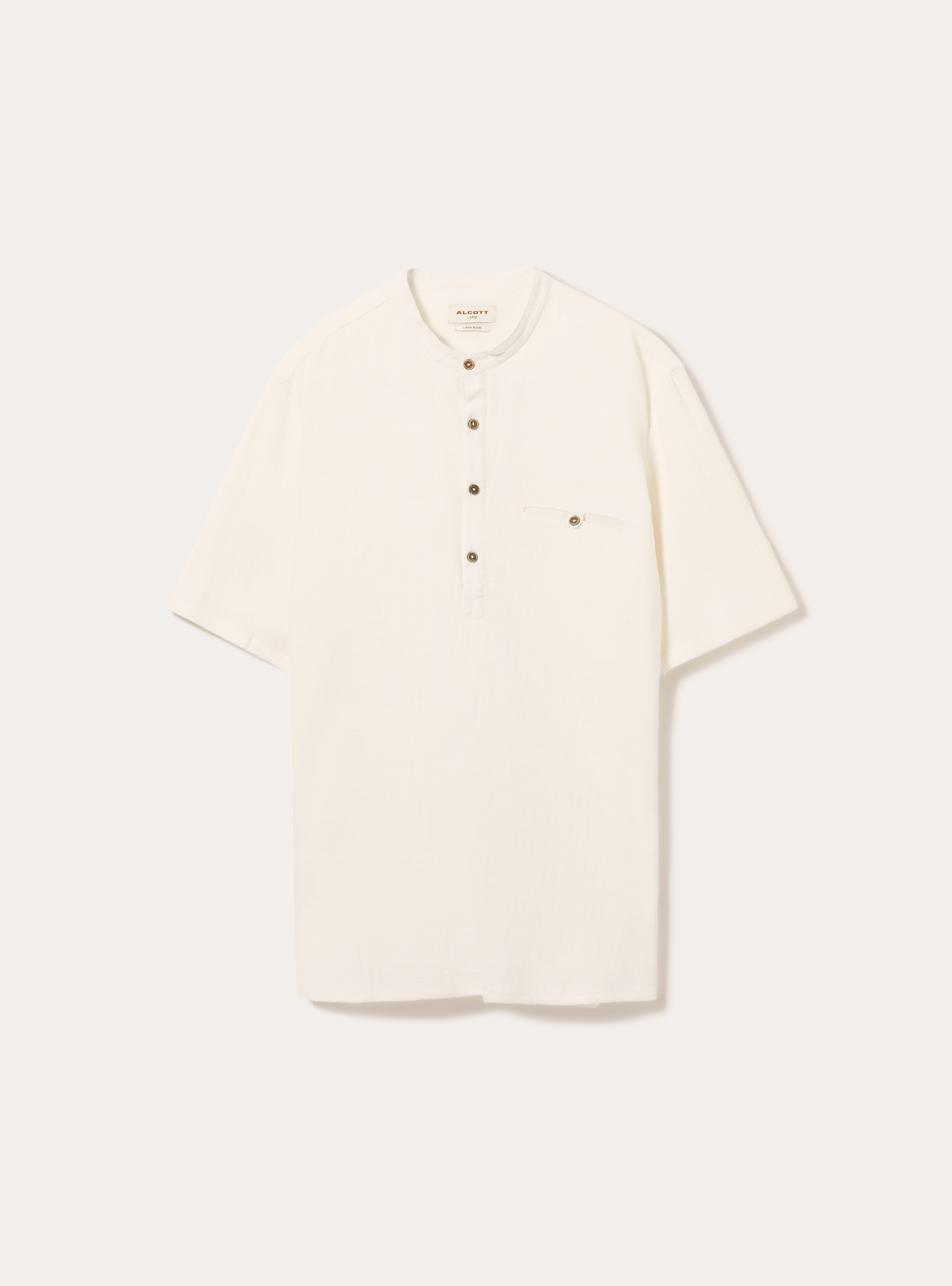 Linen blend shirt with Korean collar, WH2 WHITE