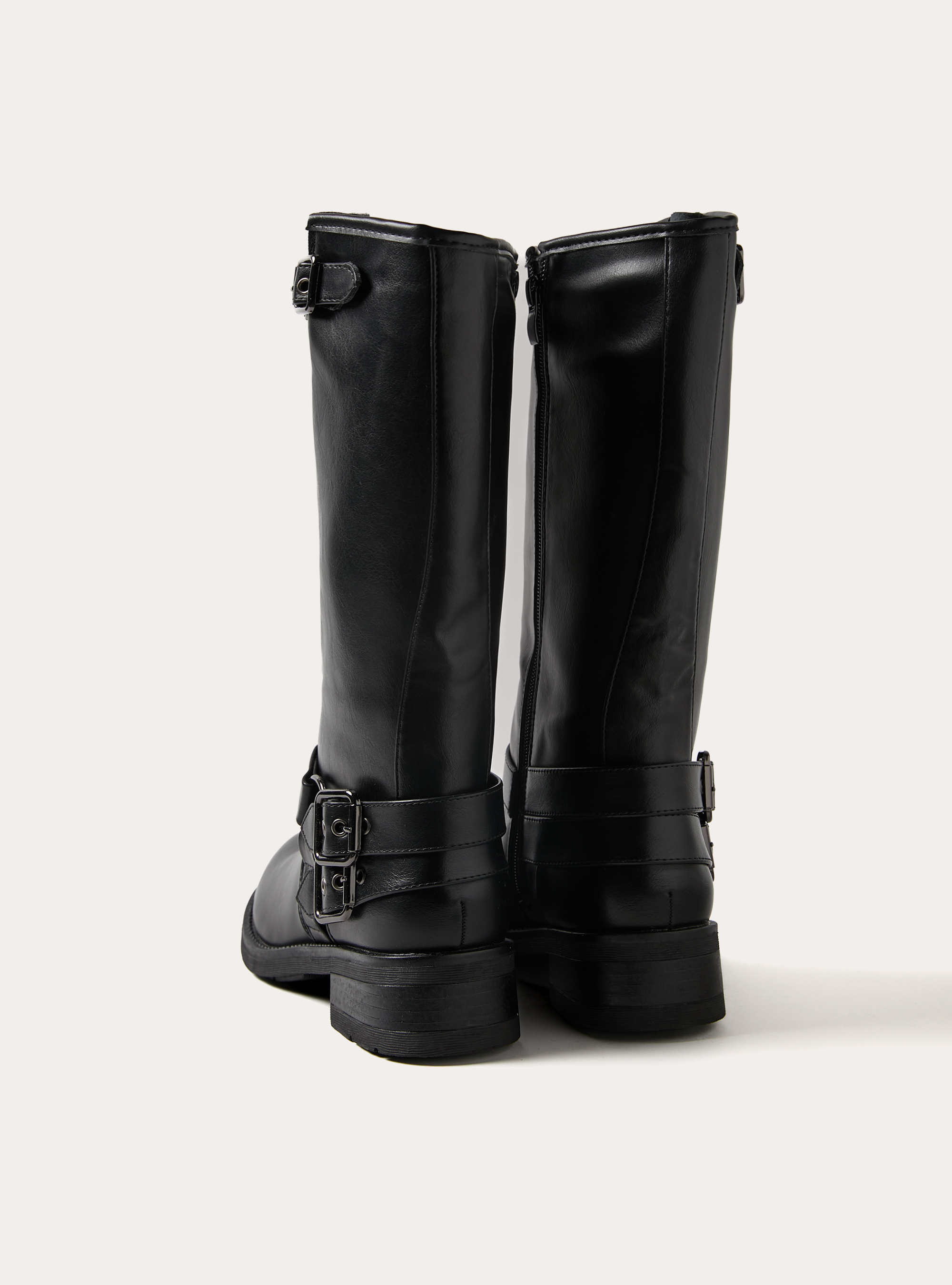 Hohe Bikerstiefel mit Ledereffekt, BK1 BLACK