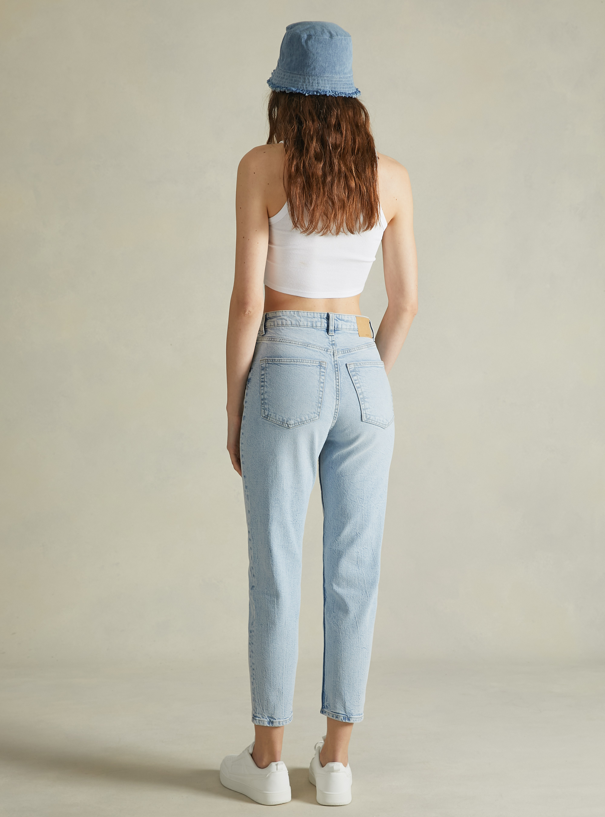 Slim Fit Mom Jeans, D007 LIGHT AZURE