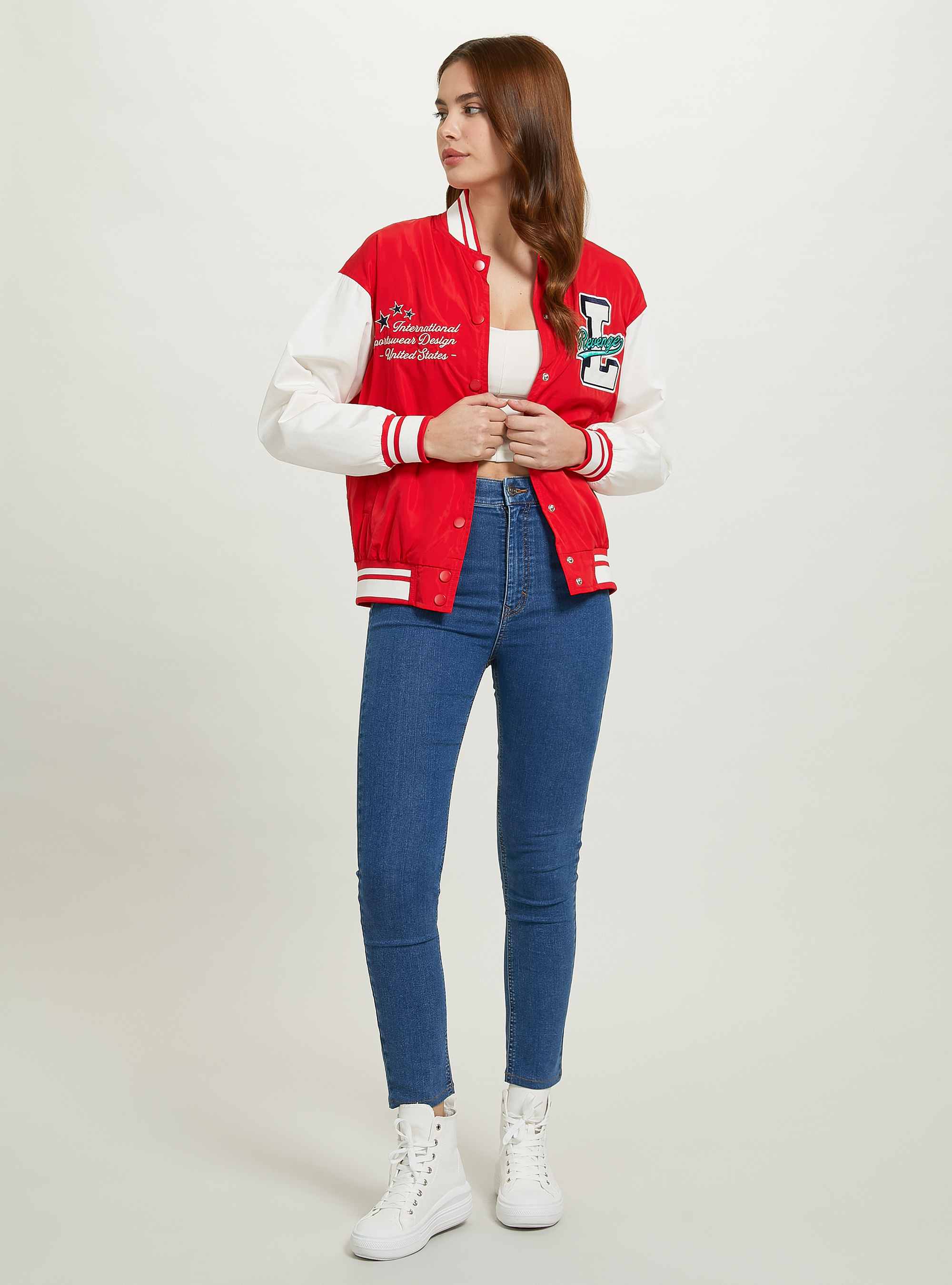 Cazadora con parche universitario, RD2 RED MEDIUM