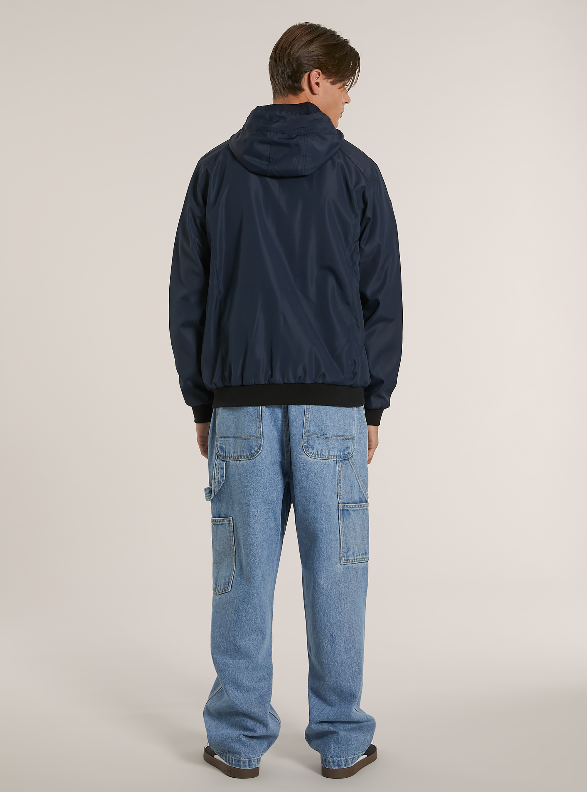 Winddichte Bomberjacke mit Kapuze, NA1 NAVY DARK