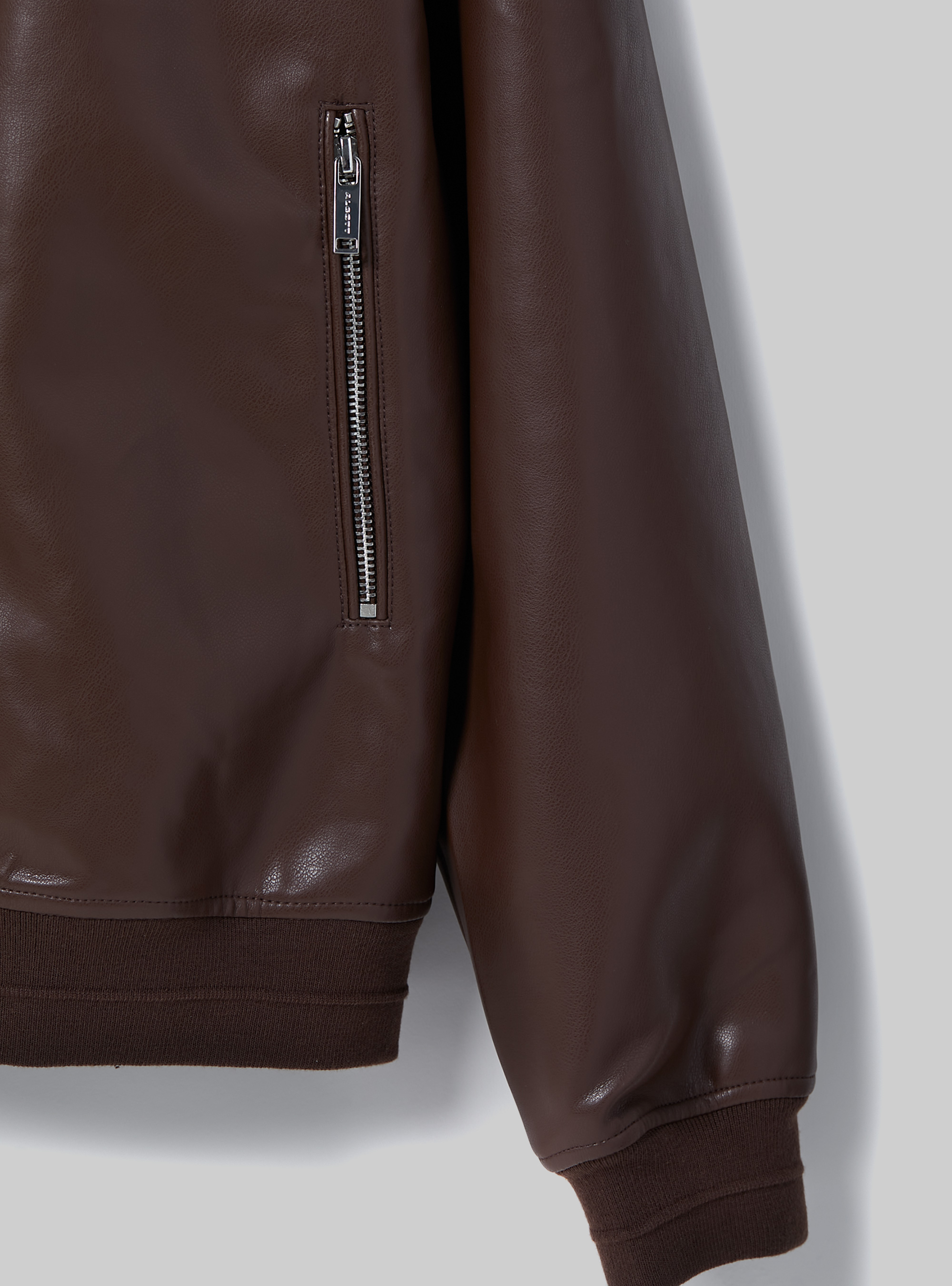 Leather-effect bomber jackeT, BR1 BROWN DARK