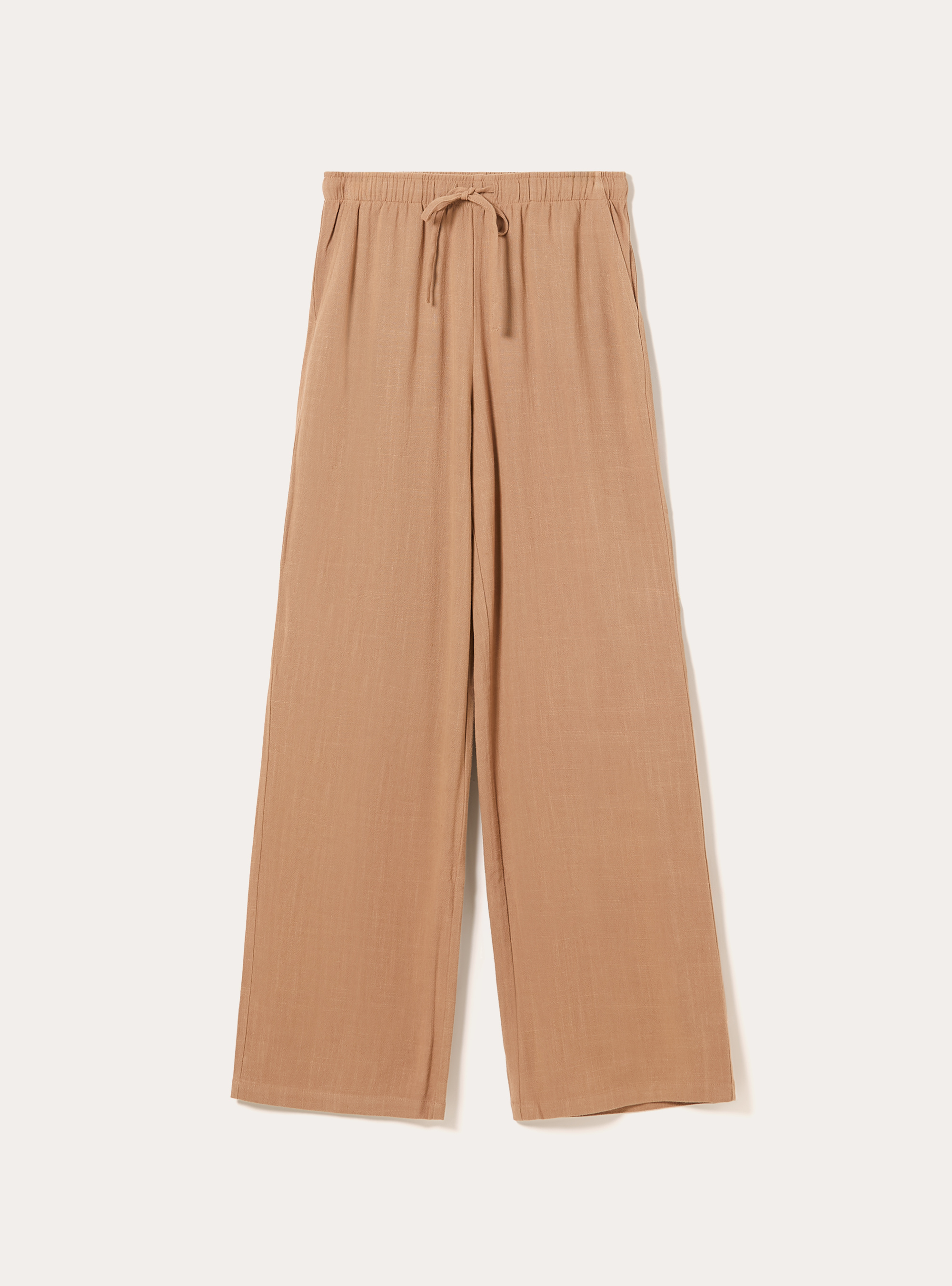 Linen blend palazzo trousers, TB2 TOBACCO MEDIUM
