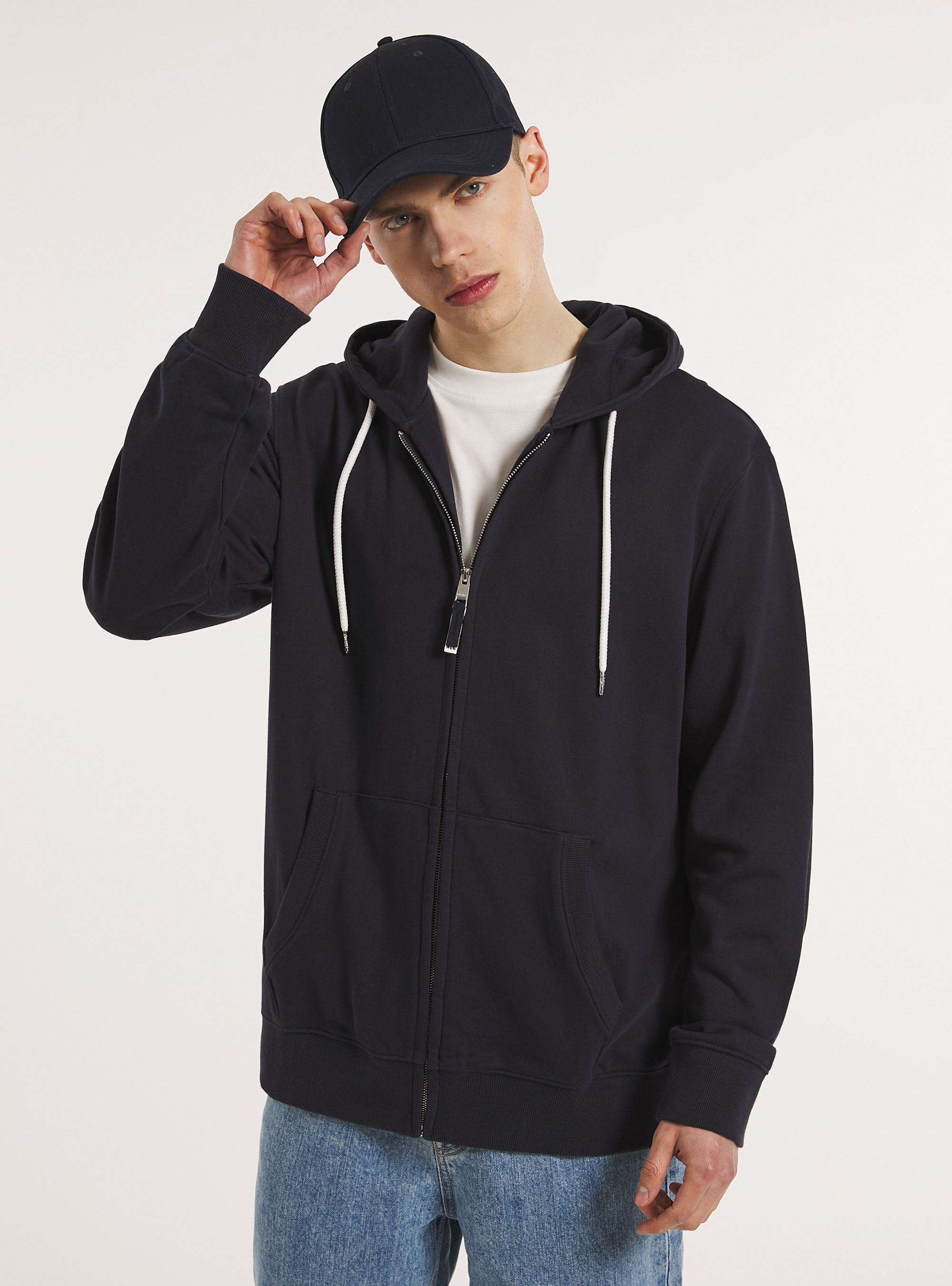 Cotton zip hoodie, NA1 NAVY DARK