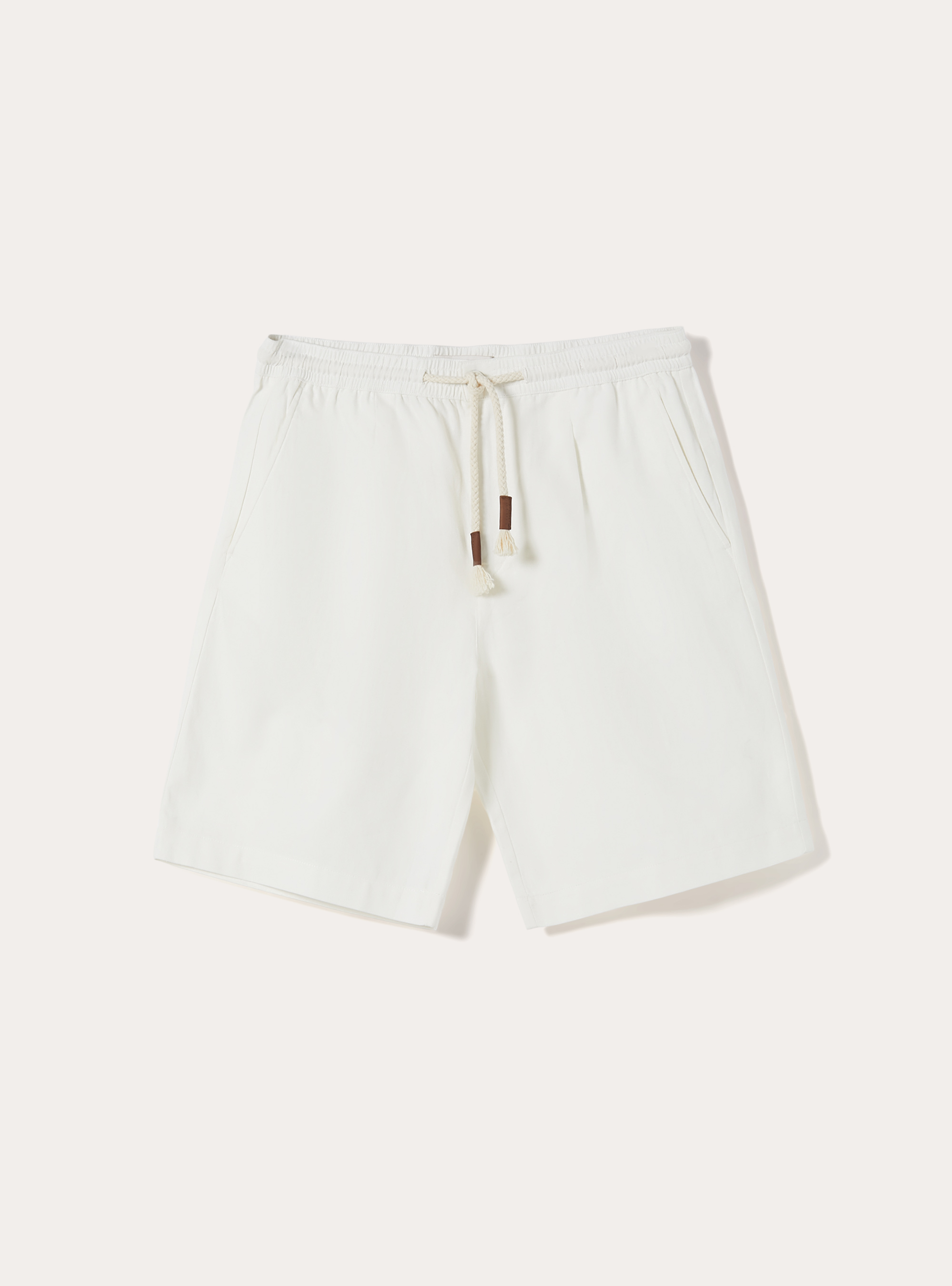 Bermuda in lino con coulisse, OFF WHITE