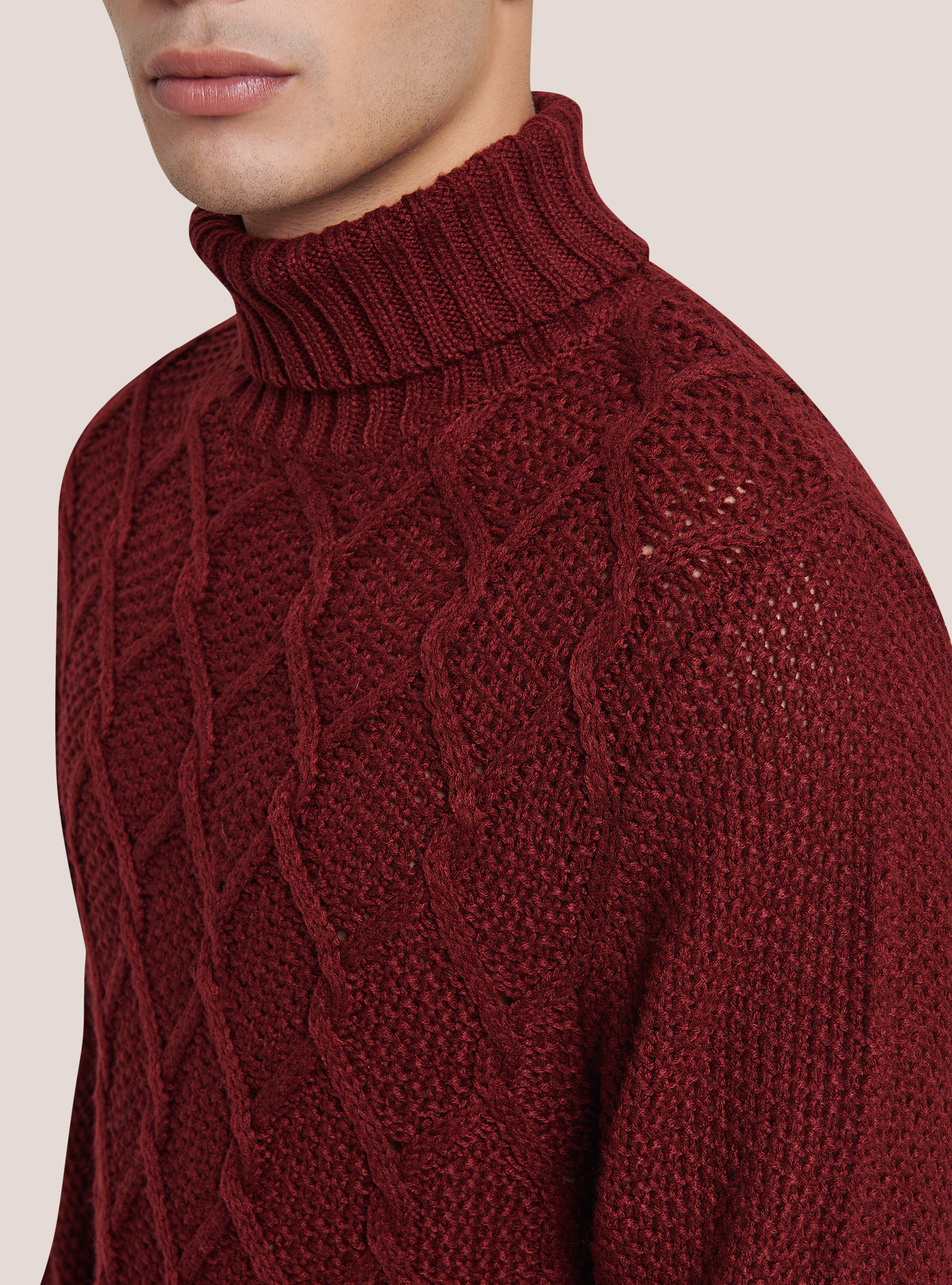 Pullover effetto rombi incrociati, C3307 WINE