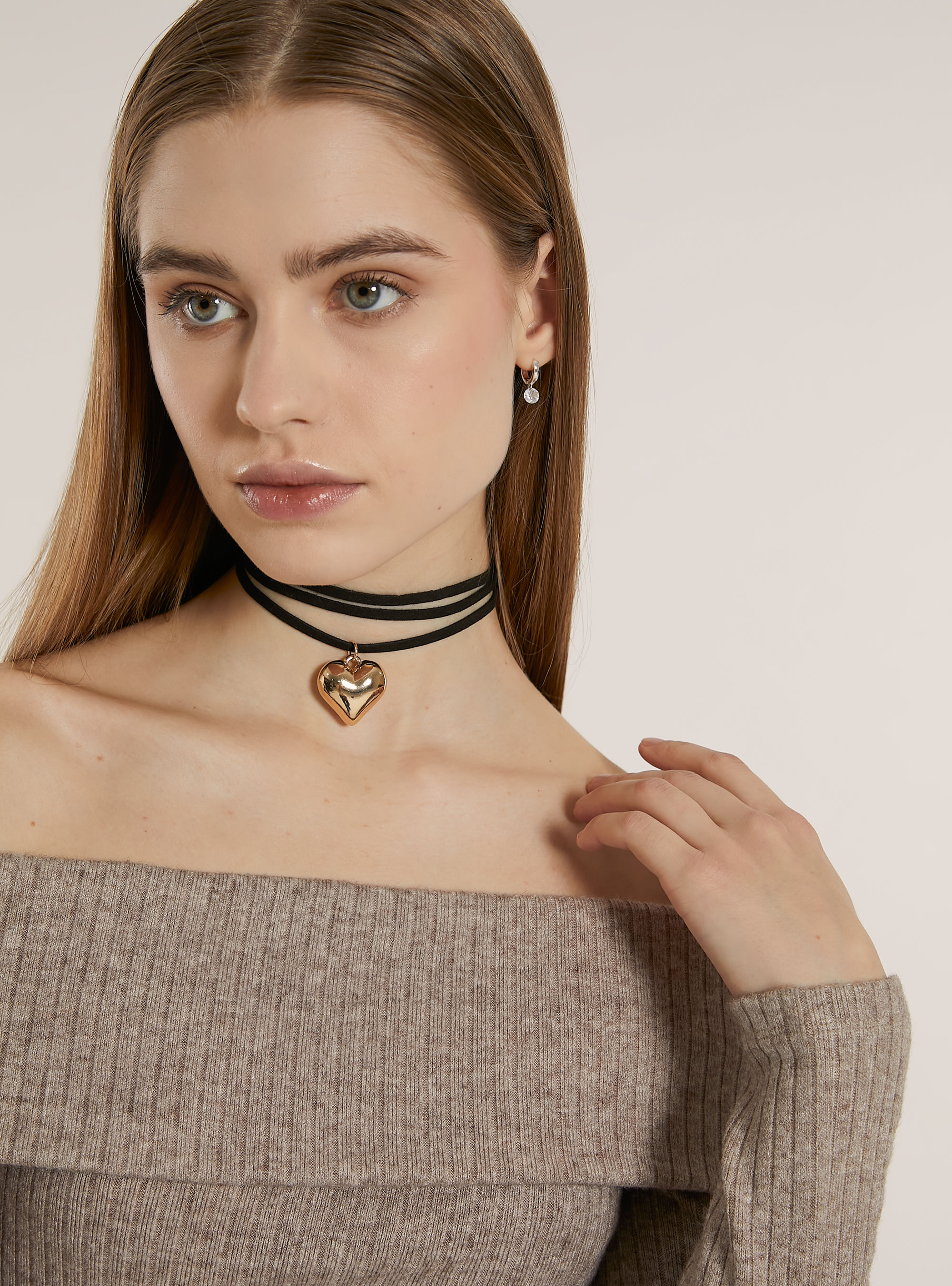 Pull avec encolure bardot cotelée, MBG2 BEIGE MEL MED