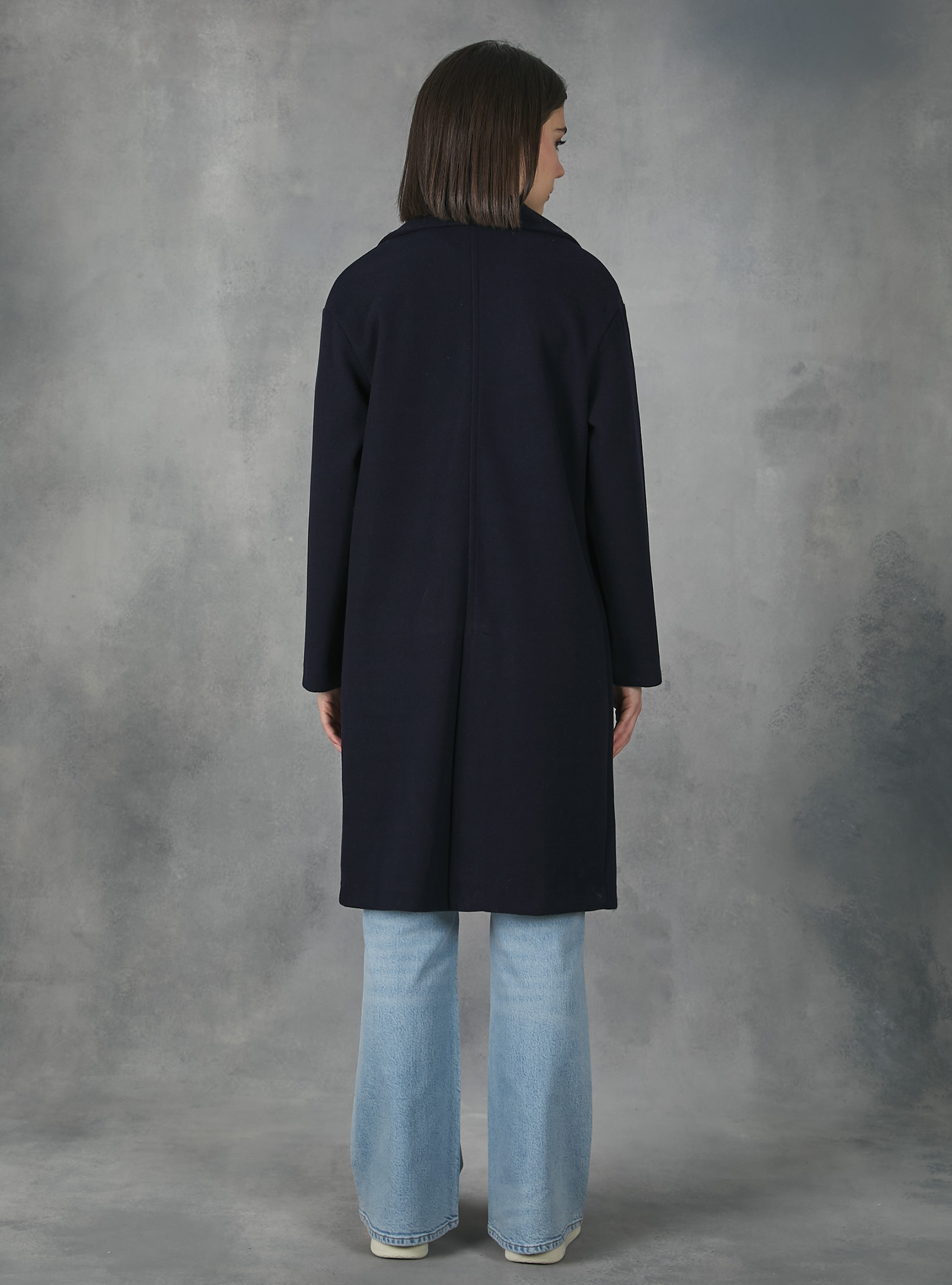 Manteau en tricot gaufré uni, NA2 NAVY MEDIUM