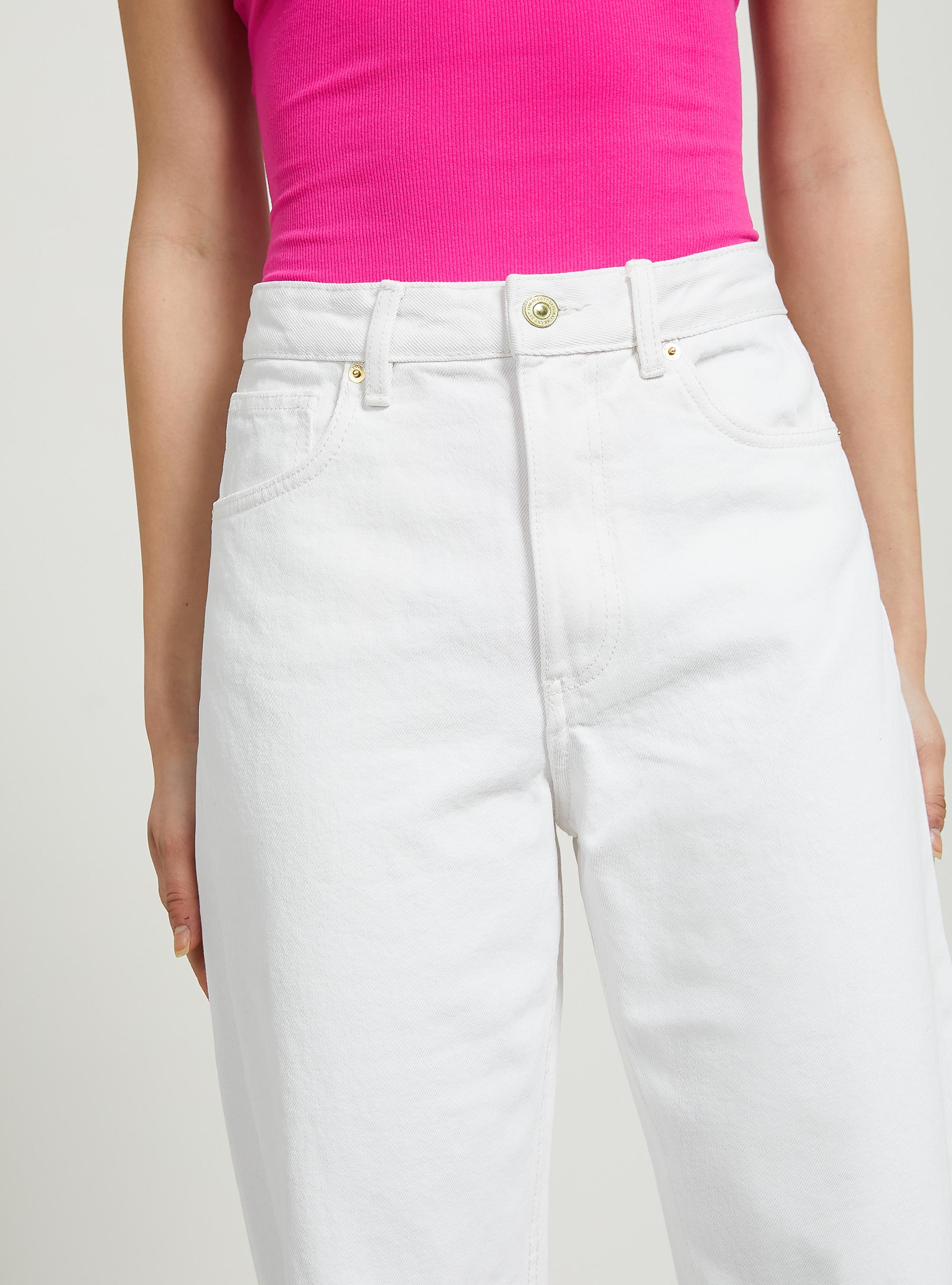 Coloured straight full length trousers, WH1 OFF WHITE