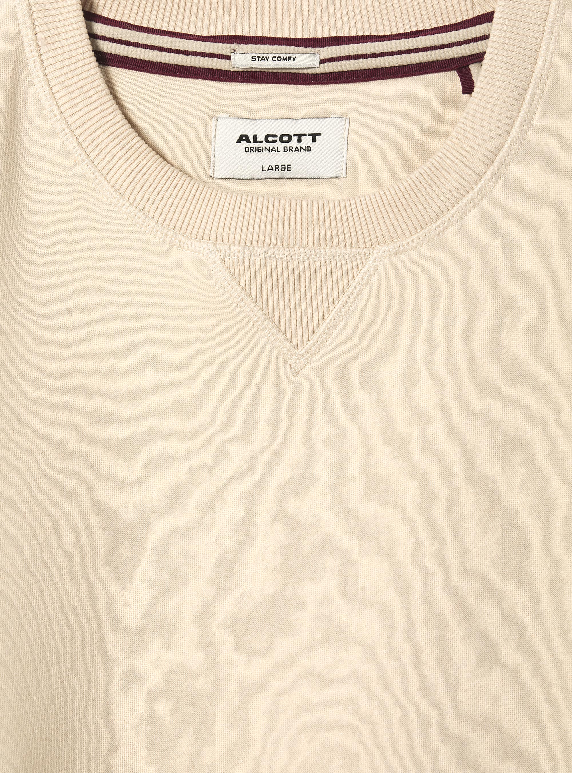 Plain-coloured crew-neck sweatshirt, SA2 SAND MEDIUM