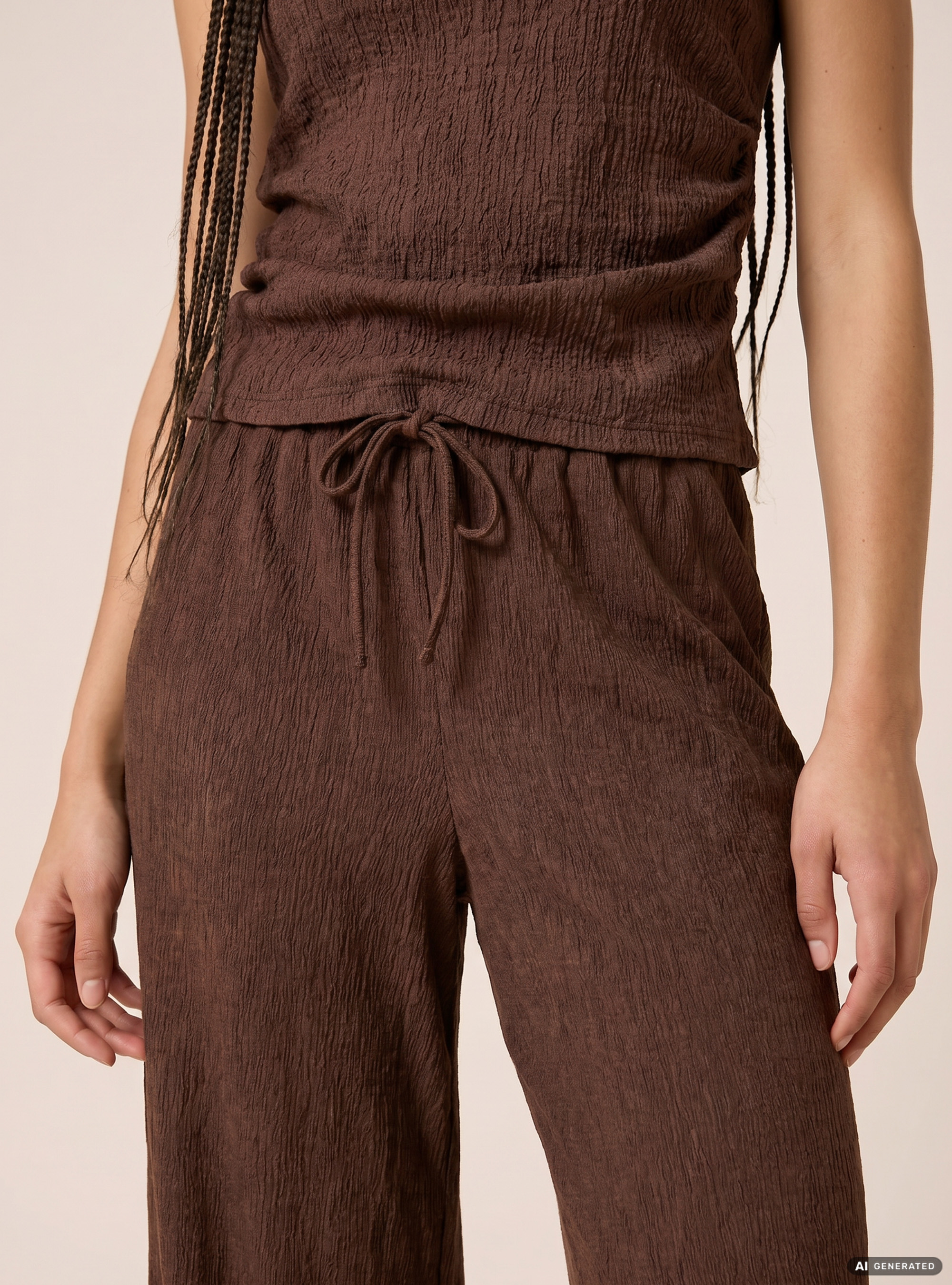 Pantaloni texturizzati, MARRONE SCURO