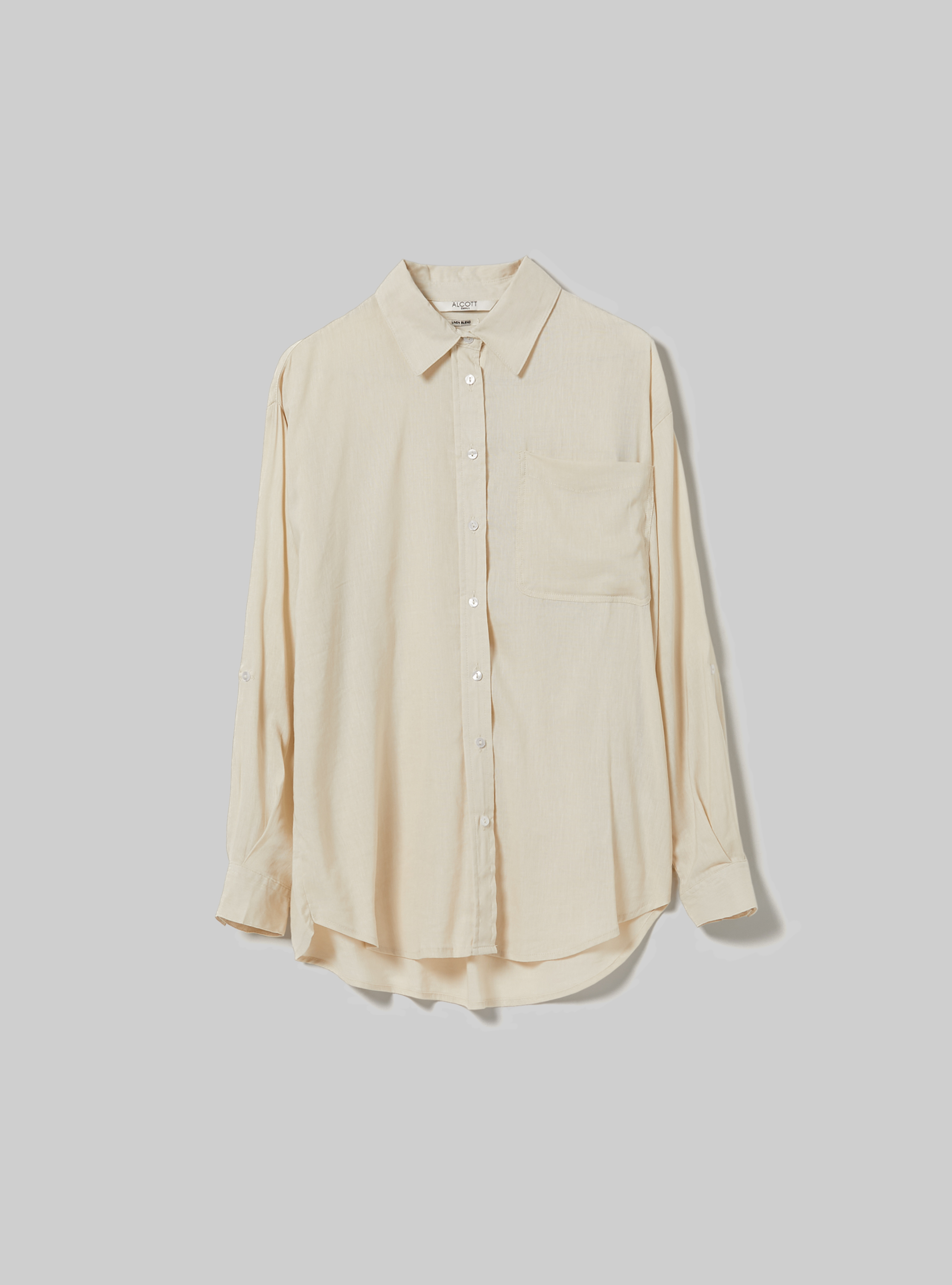 Linen blend shirt with breast pocket, BG3 BEIGE LIGHT