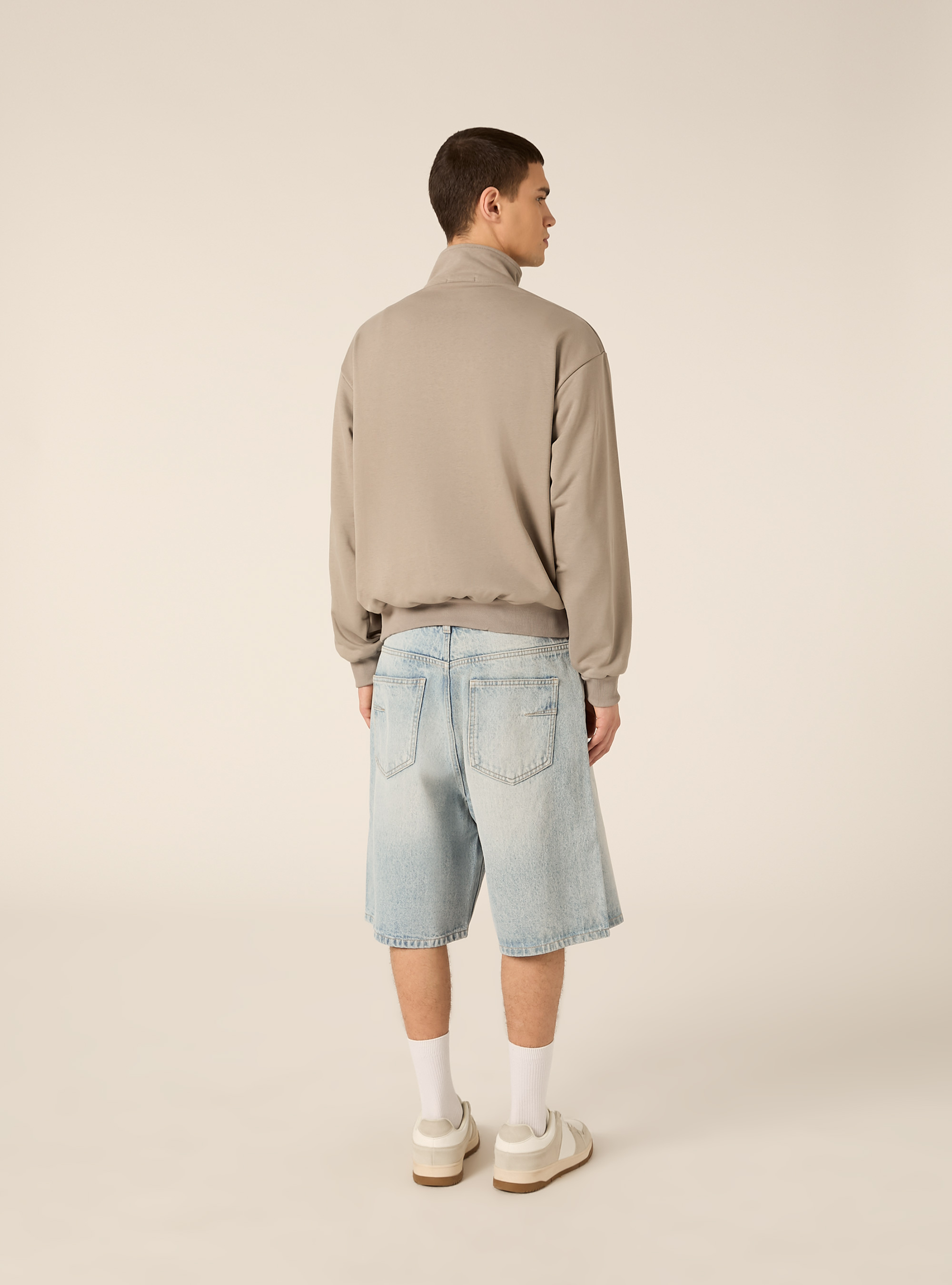 Felpa mezzo collo con zip boxy fit, GY2 GREY MEDIUM