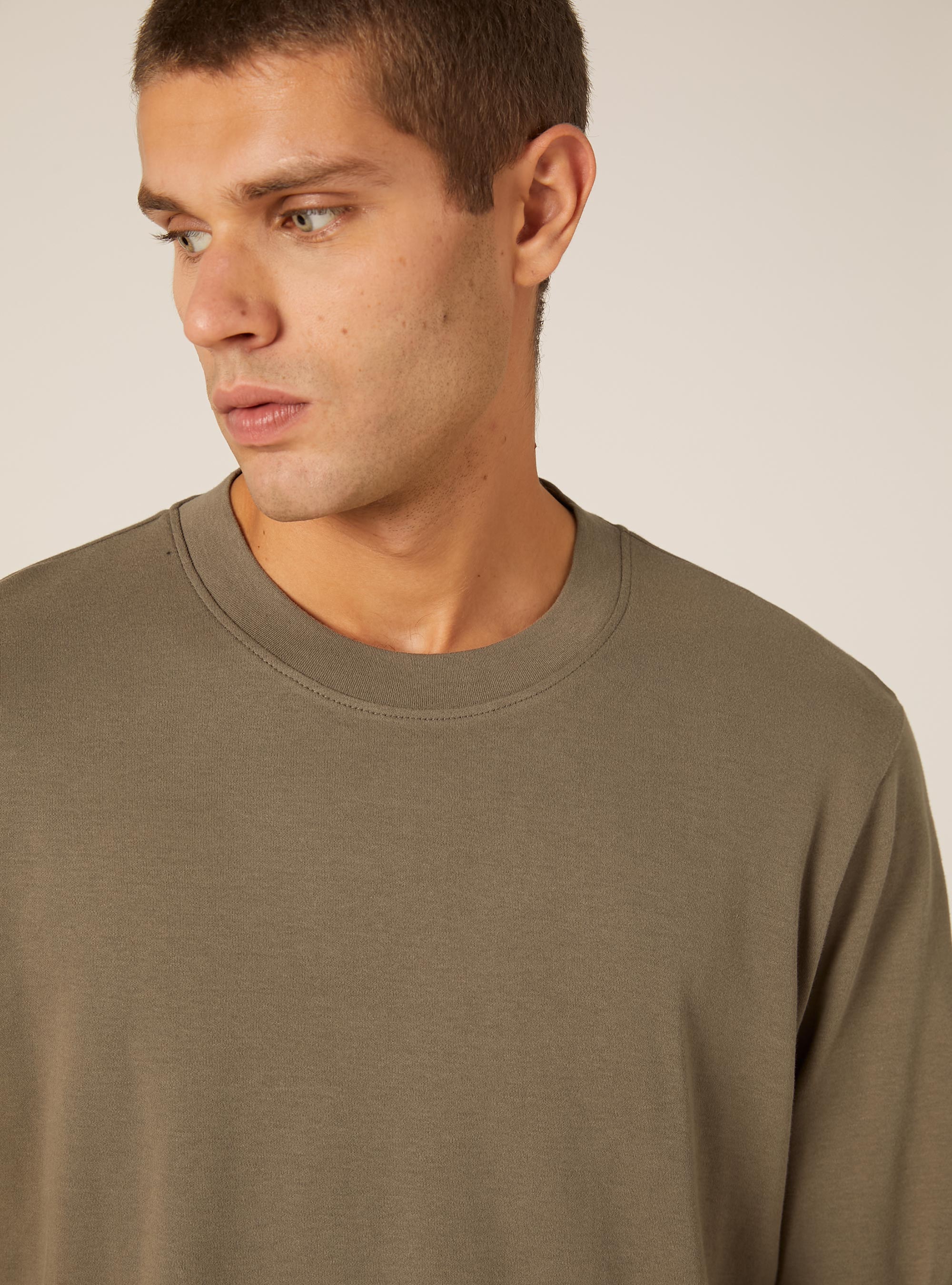 Long-sleeved cotton T-shirt, KY2 KAKY MEDIUM