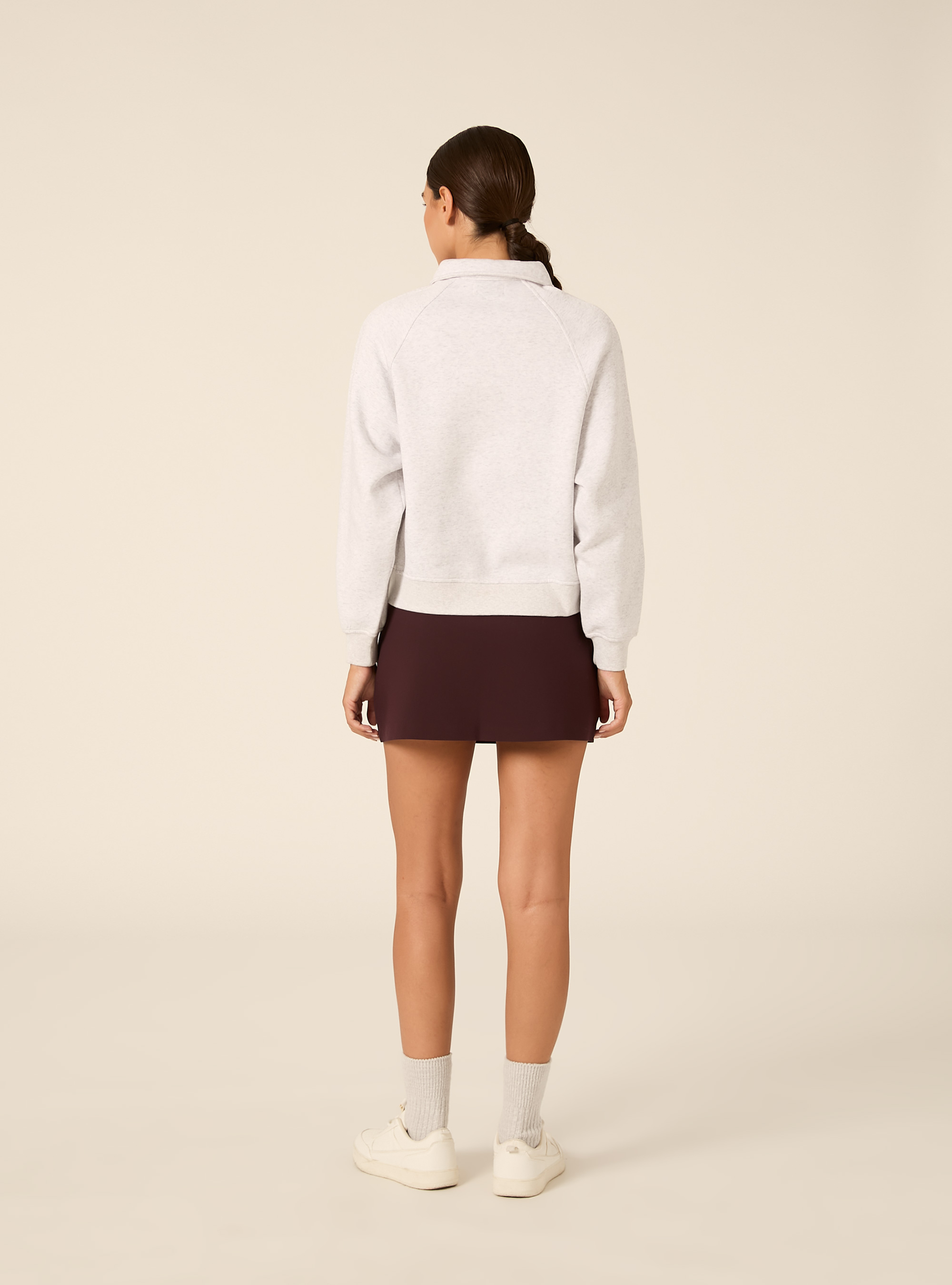 Felpa polo raglan con ricamo, GRIGIO CHIARO MELANGE