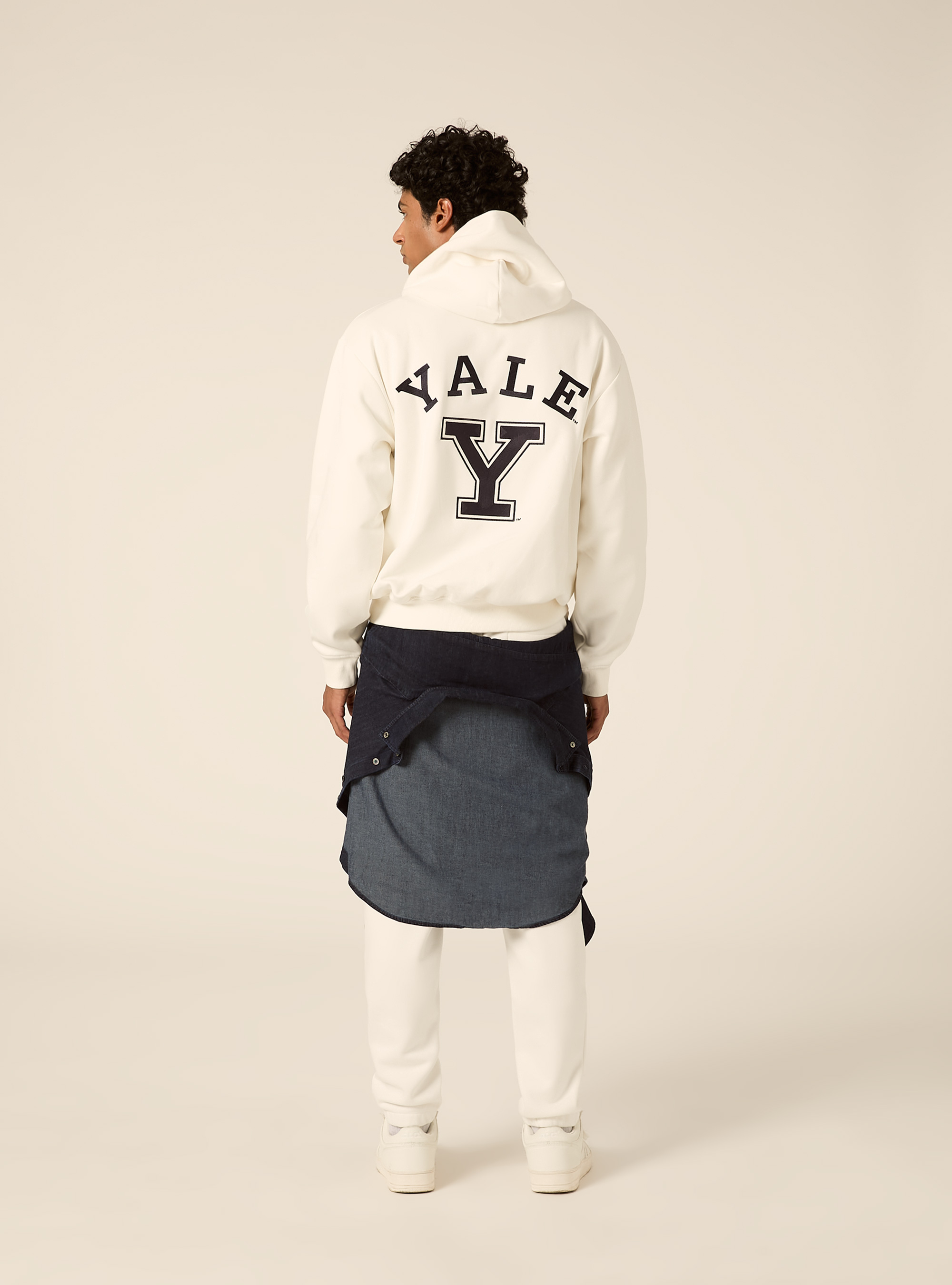 Felpa con cappuccio boxy licenza yale, WH2 WHITE