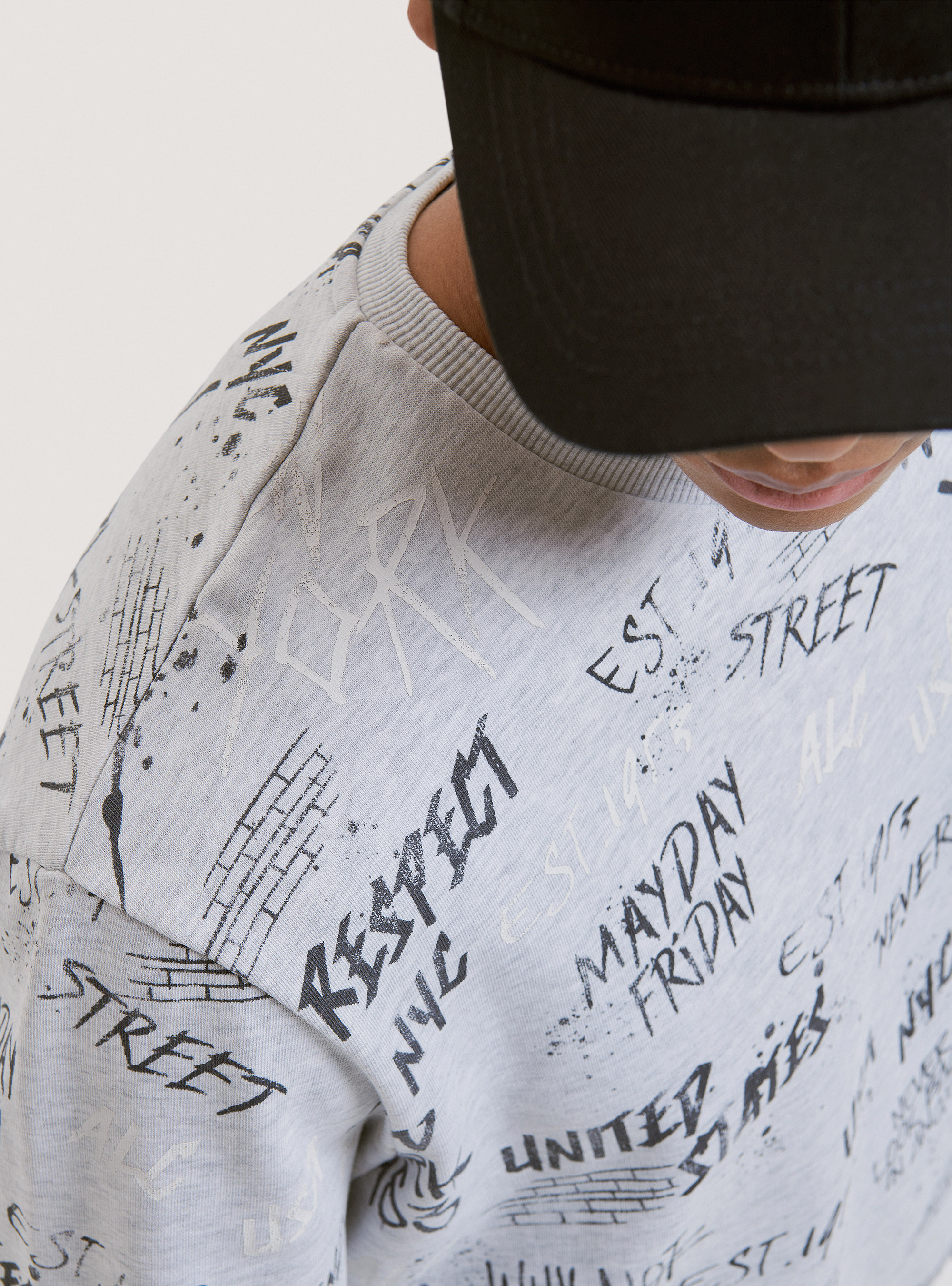 Felpa girocollo 100% cotone, C148 ICE MELANGE