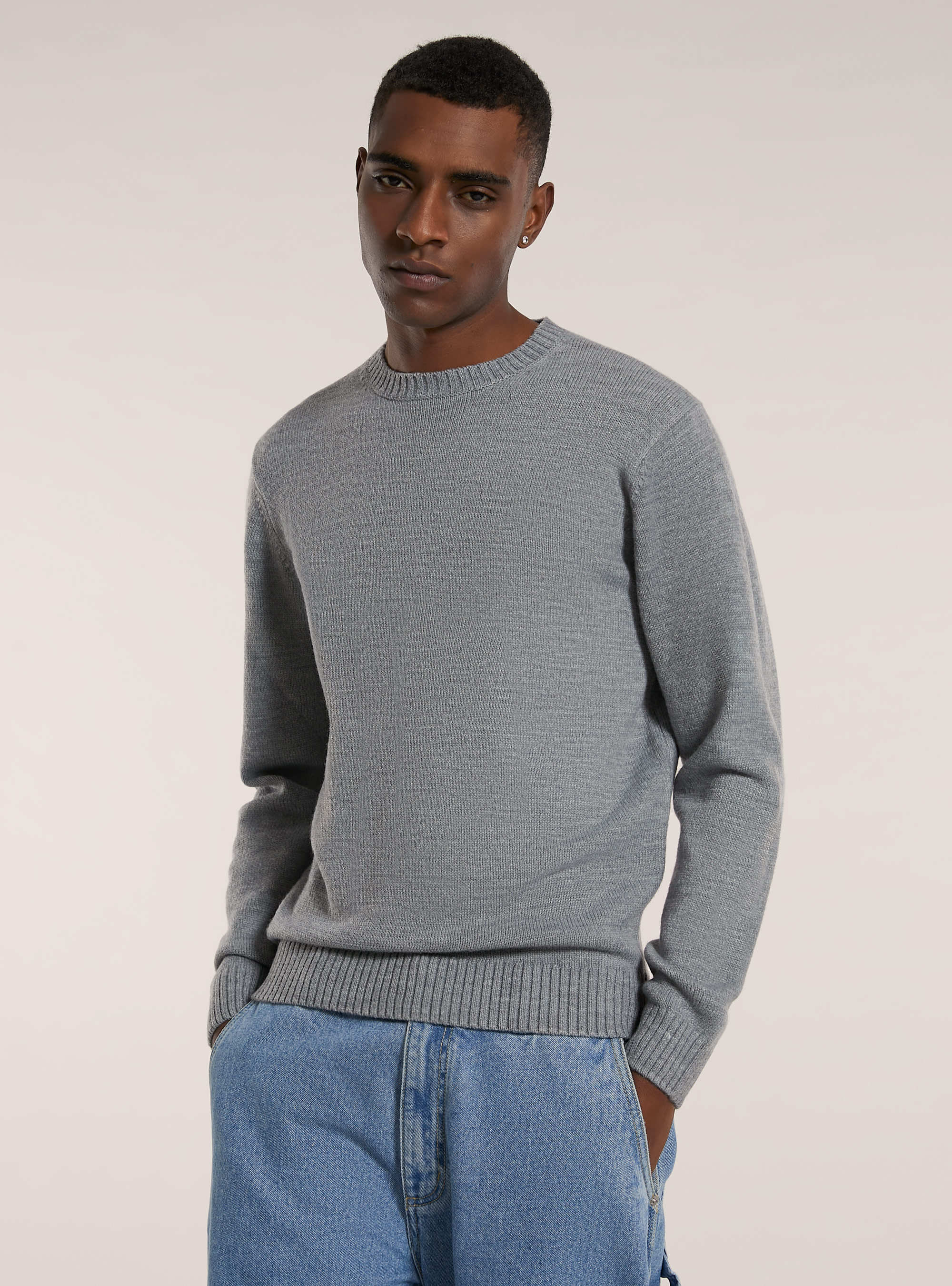 Maglione girocollo, MGY3 GREY MEL LIGHT