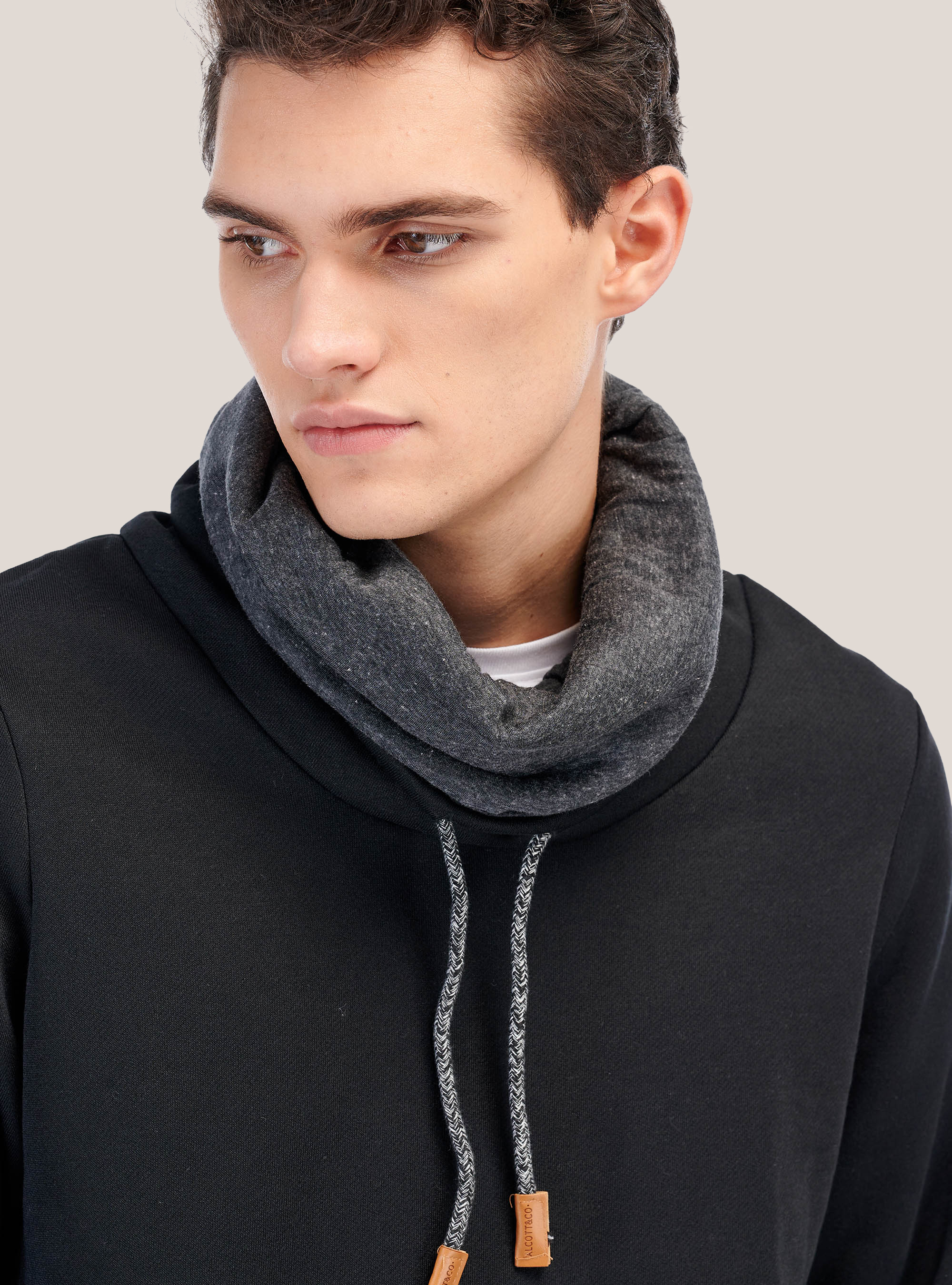 black turtleneck sweatshirt