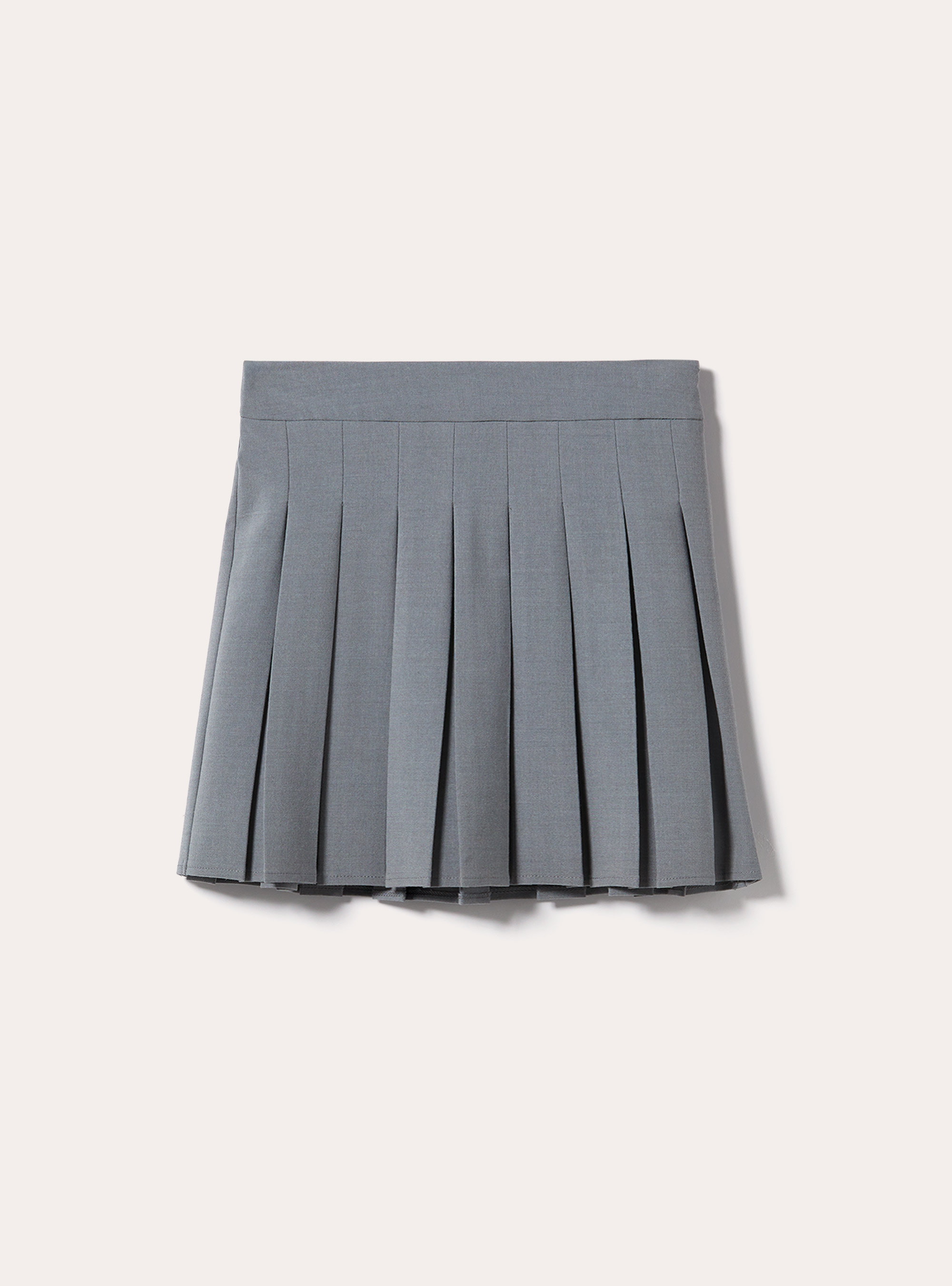 Gonna mini a pieghe tinta unita, GY2 GREY MEDIUM