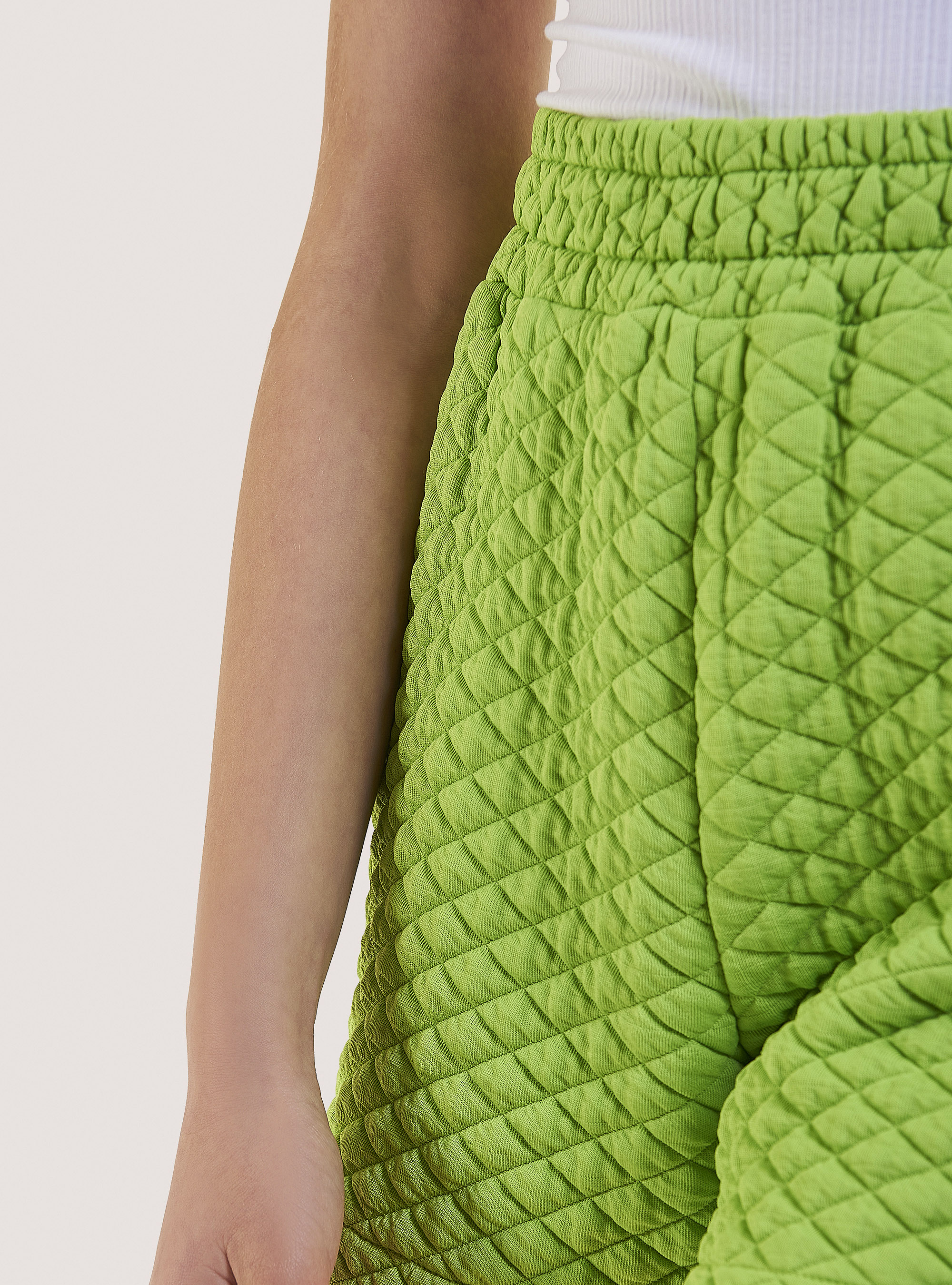 High-waisted quilted shorts, C7752 LIME