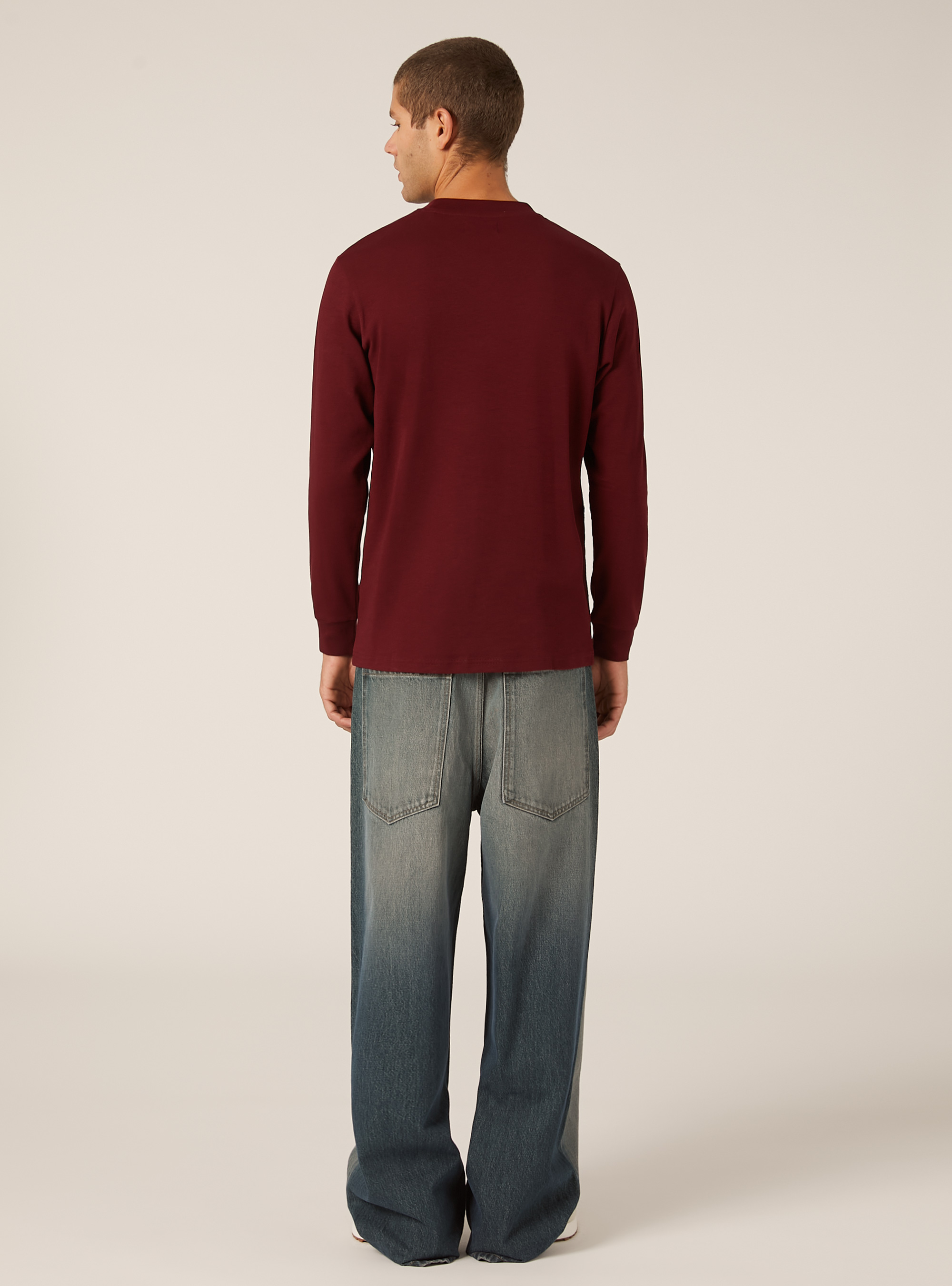 Long-sleeved cotton T-shirt, BO1 BORDEAUX DARK