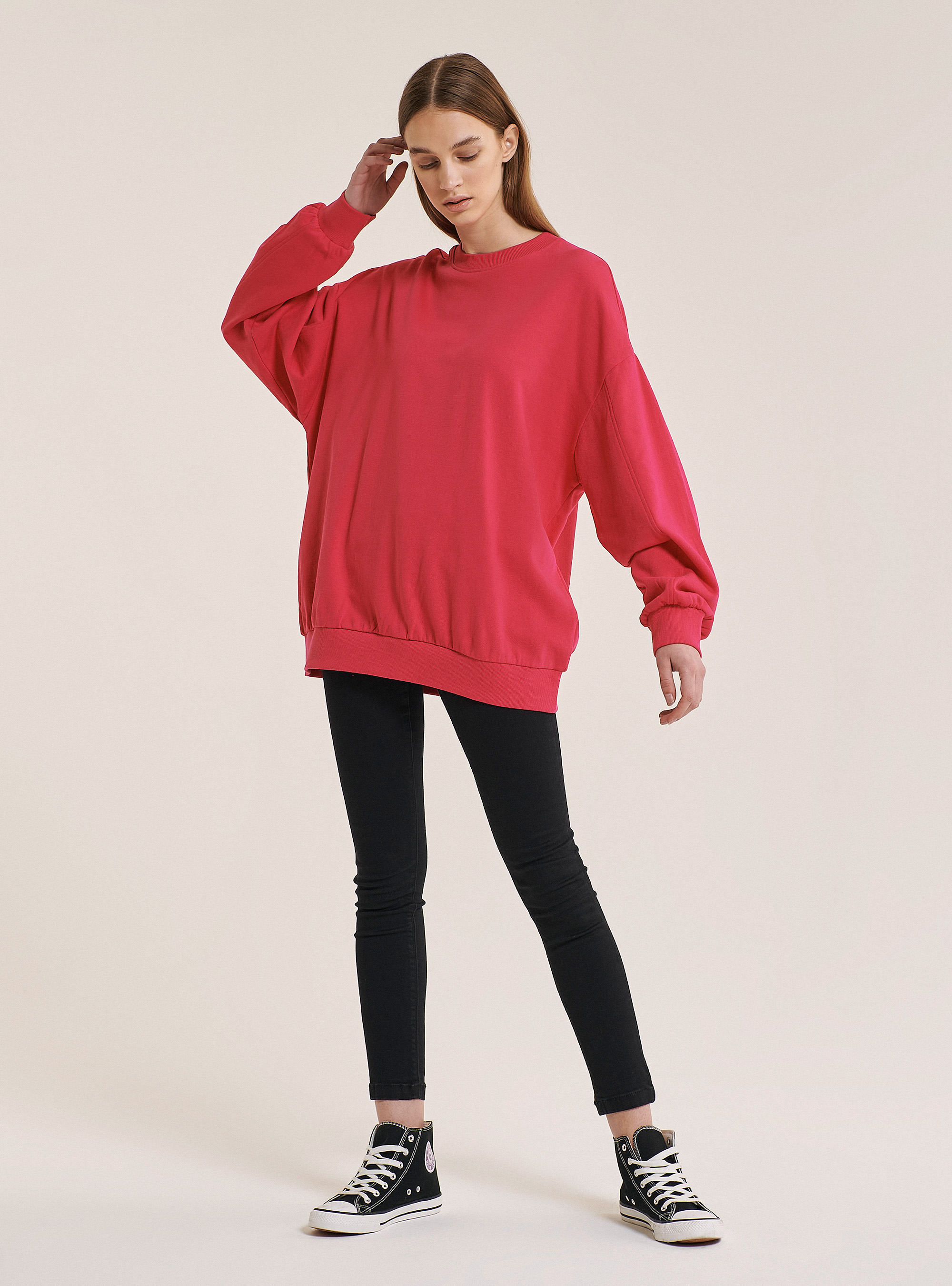 Felpa basic Übergröße, C4435 FUXIA