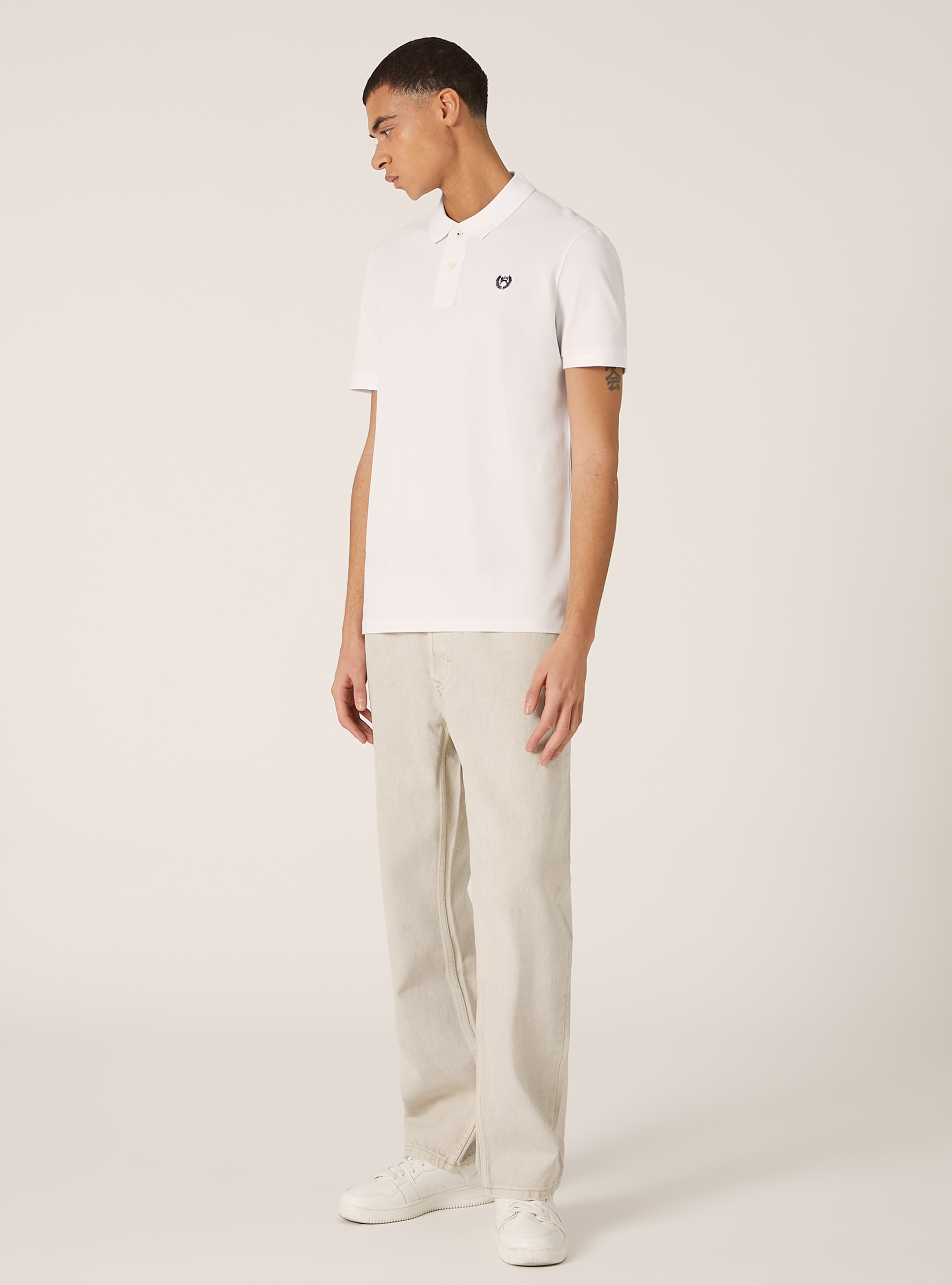 Cotton piqu&eacute; polo shirt with embroidery, WH3 WHITE