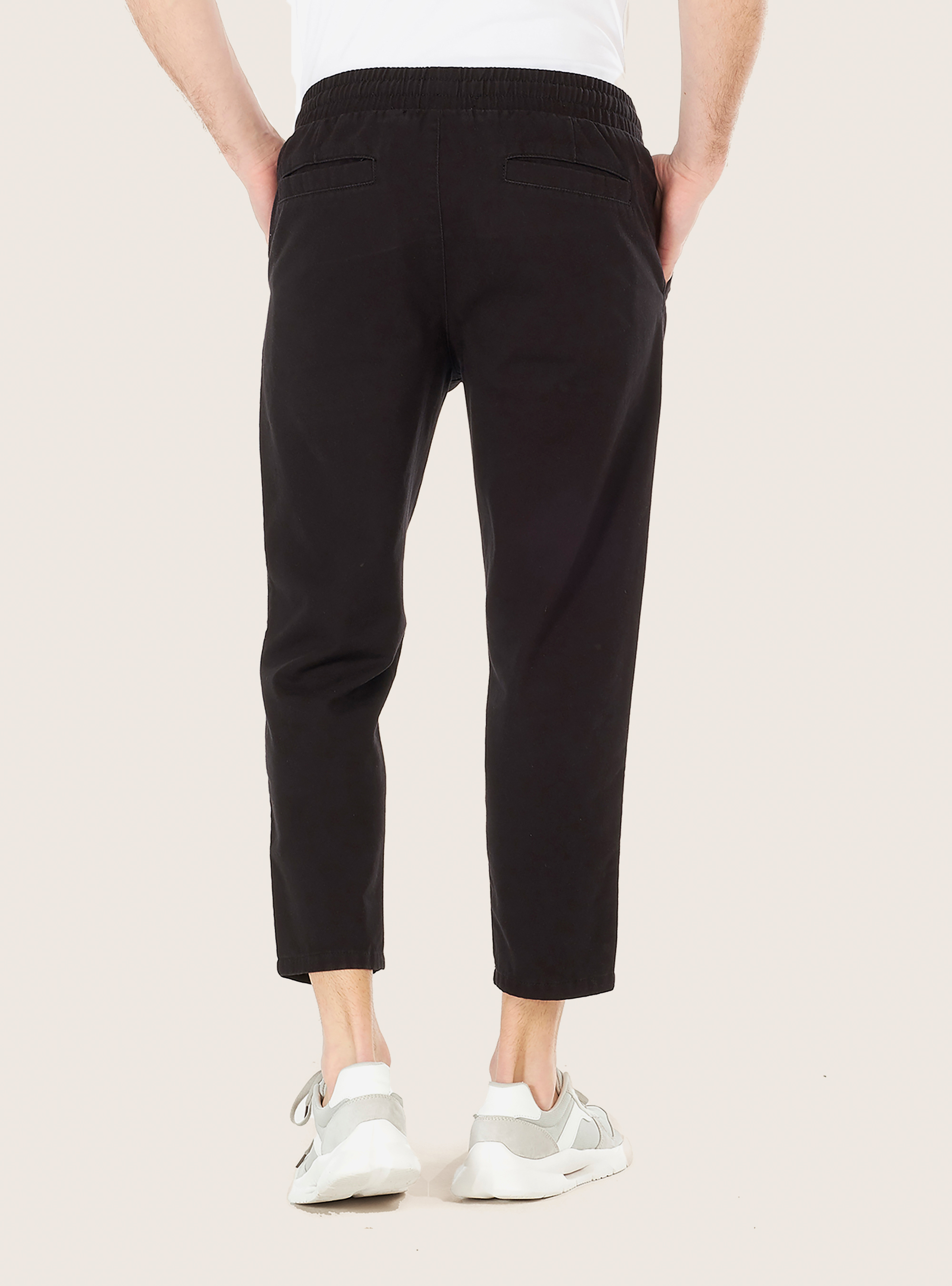 Pantaloni jogger in cotone twill, NERO