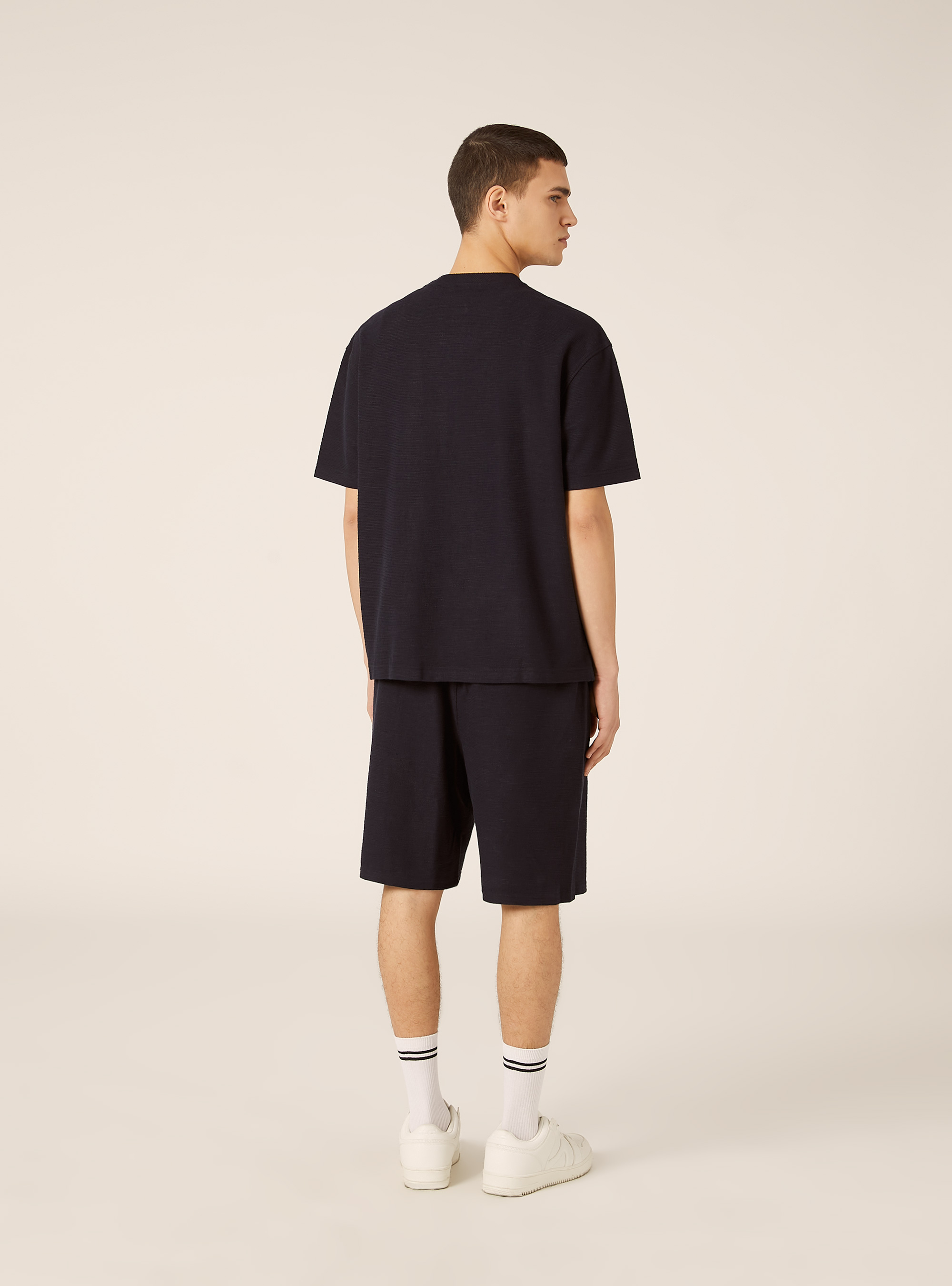 Textured cotton T-shirt, NA1 NAVY DARK