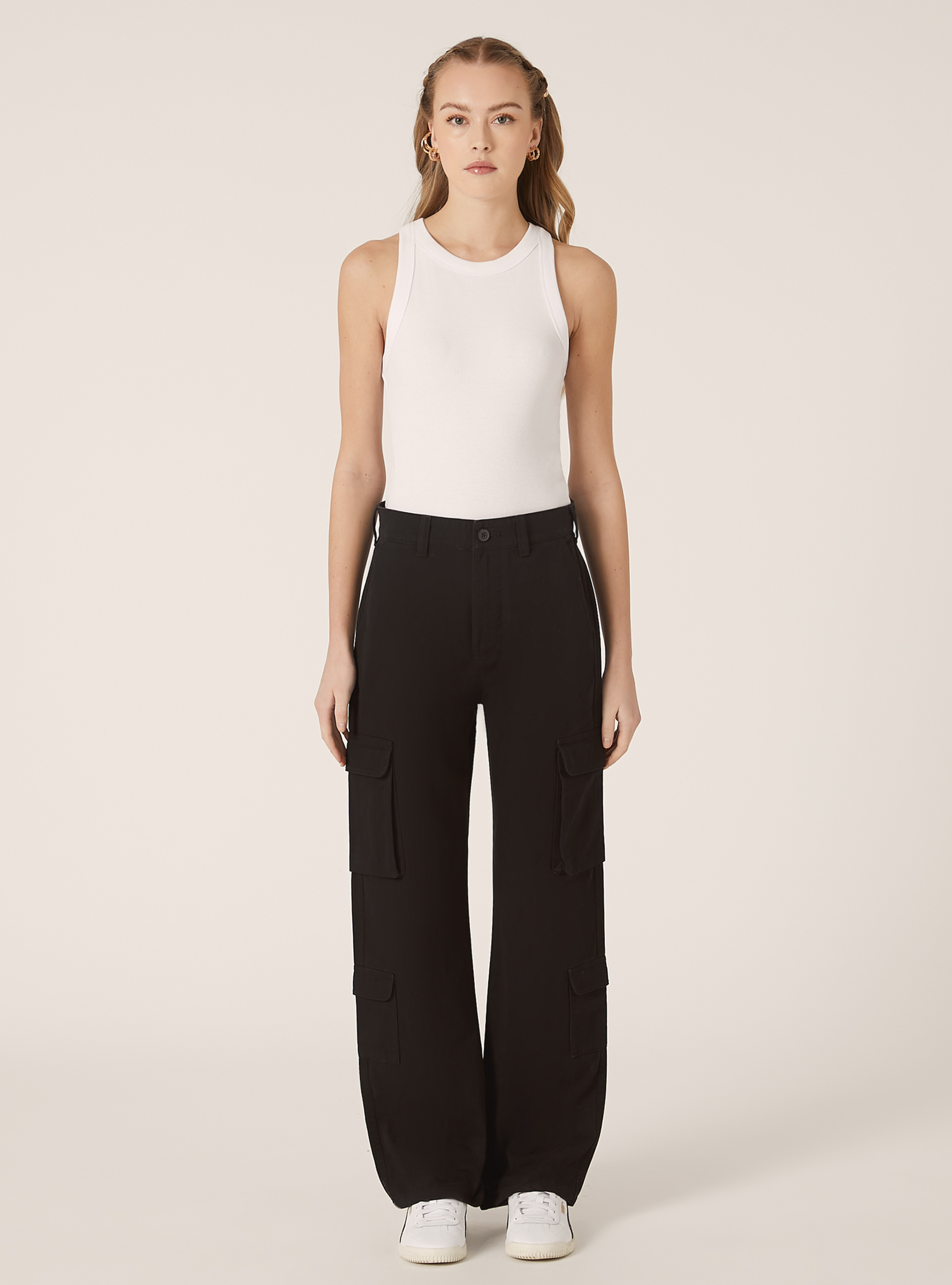 Pantal&oacute;n cargo de sarga, BK1 BLACK