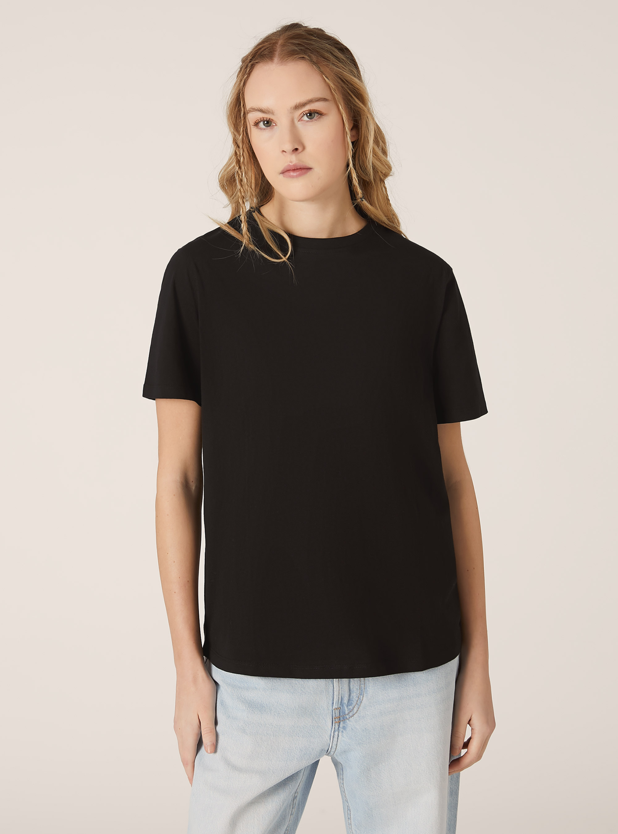 Crew-neck cotton T-shirt, BK1 BLACK