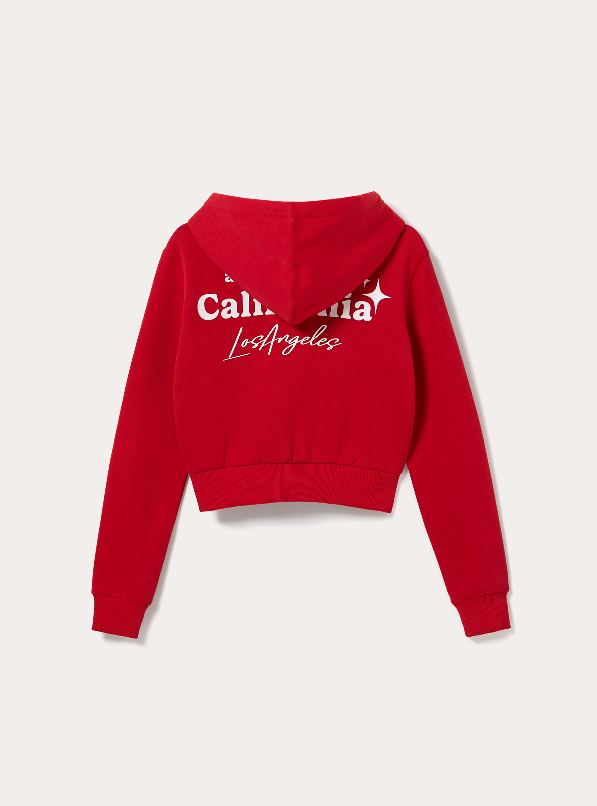 Cropped sweatshirt with zip and print, RD2 RED MEDIUM
