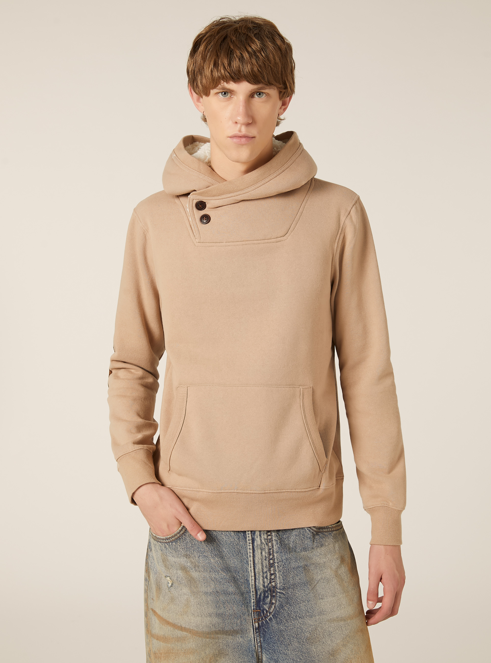 Kapuzenpullover aus Kunstfell, C5528 CAMEL