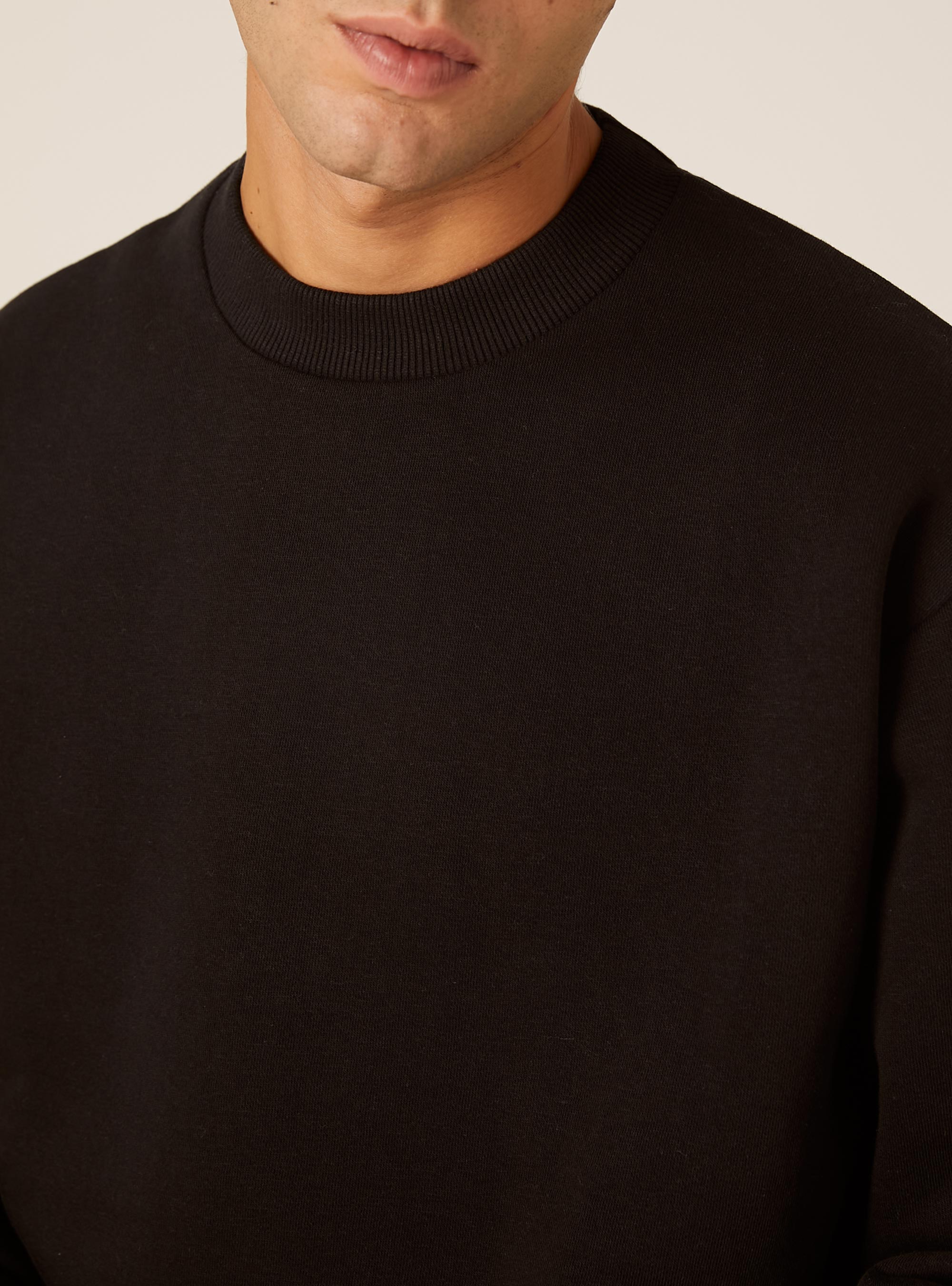 Boxy fit crew neck sweatshirt, BK1 BLACK