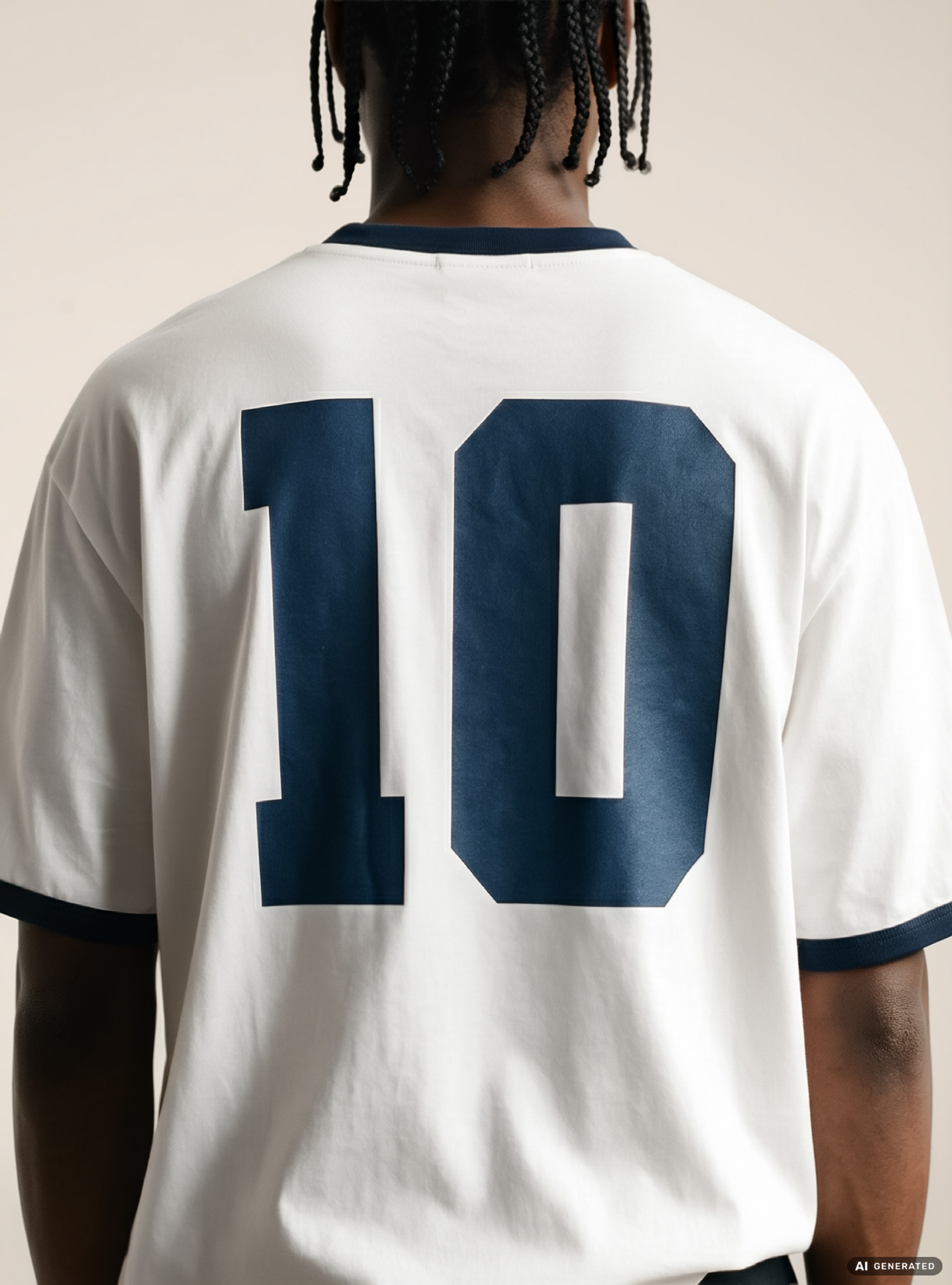 Camiseta Ringer Regular Fit con Gr&aacute;fico Deportivo de Naciones, WH1 OFF WHITE