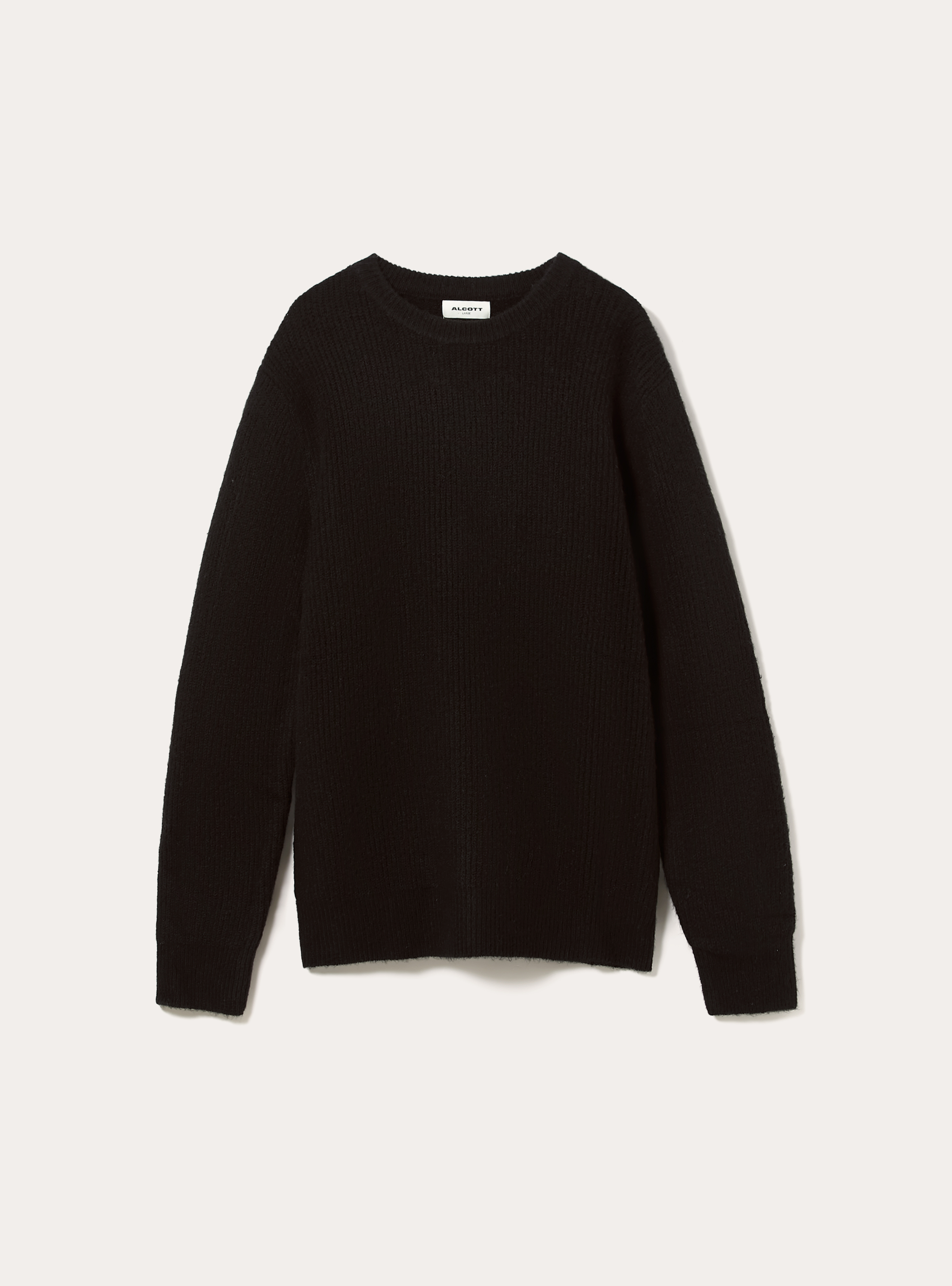 English ribbed crew neck jumper, BK1 BLACK