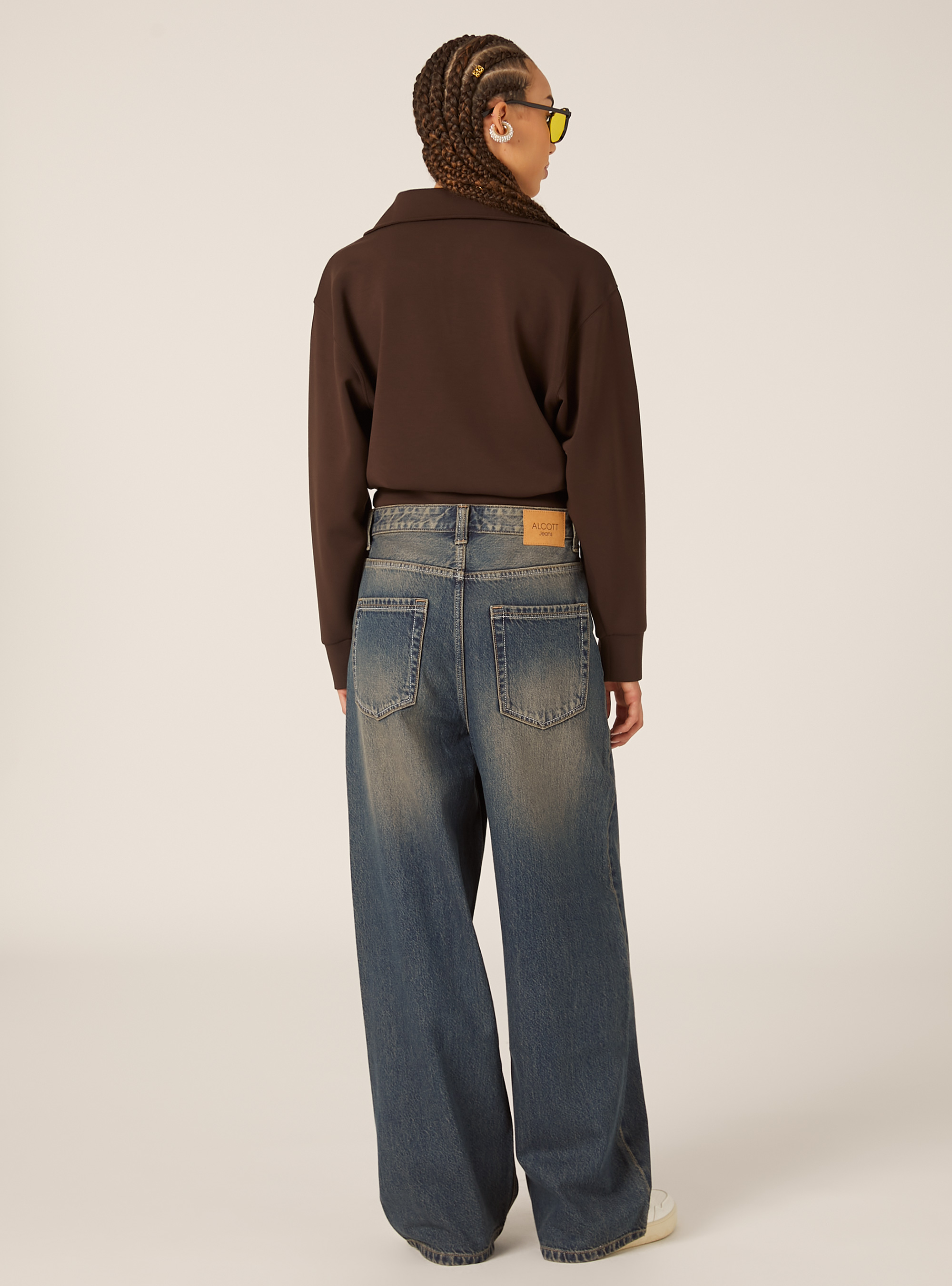 Sudadera con cuello polo, BR1 BROWN DARK