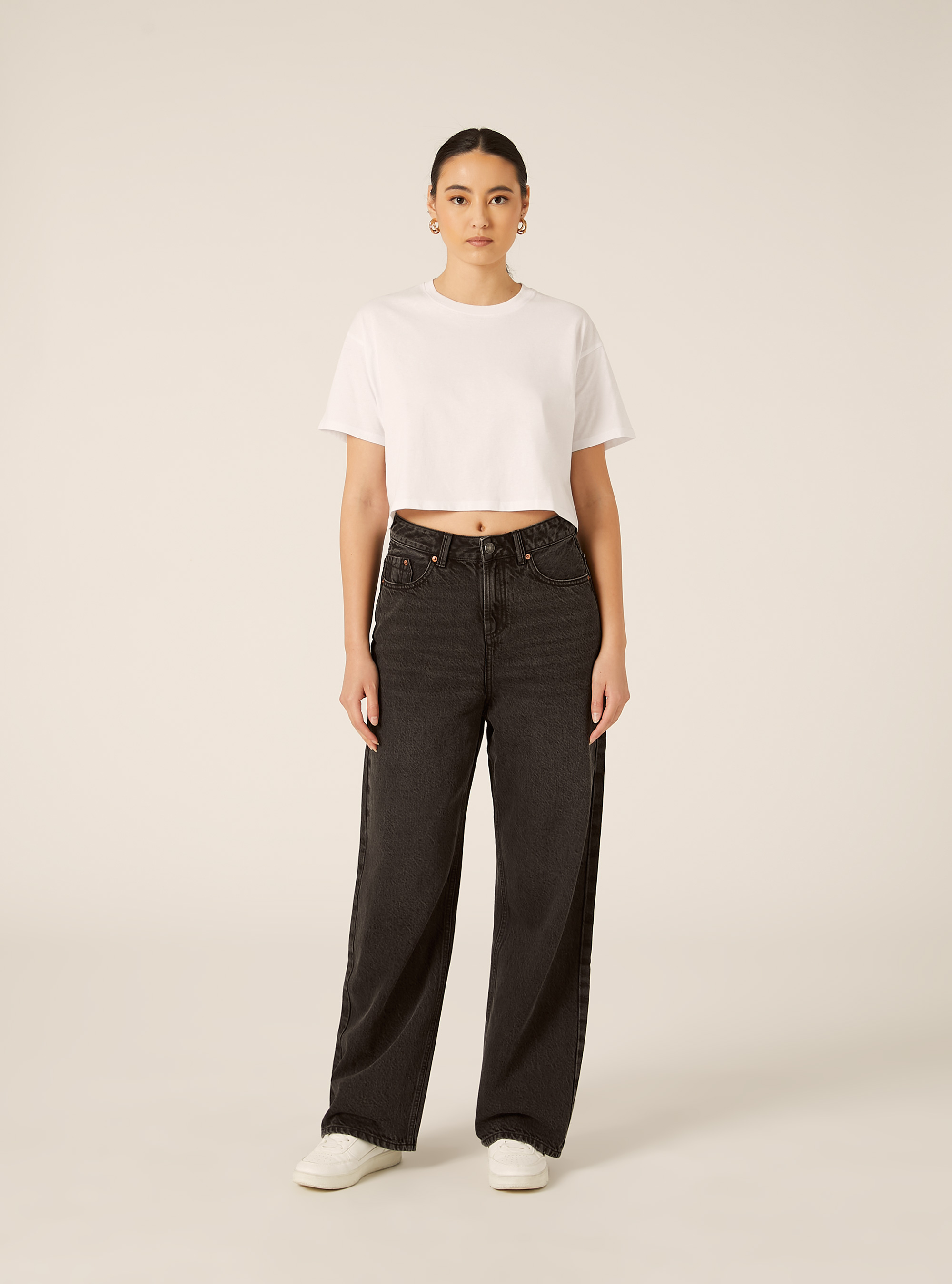 Jeans low wide, D000 BLACK