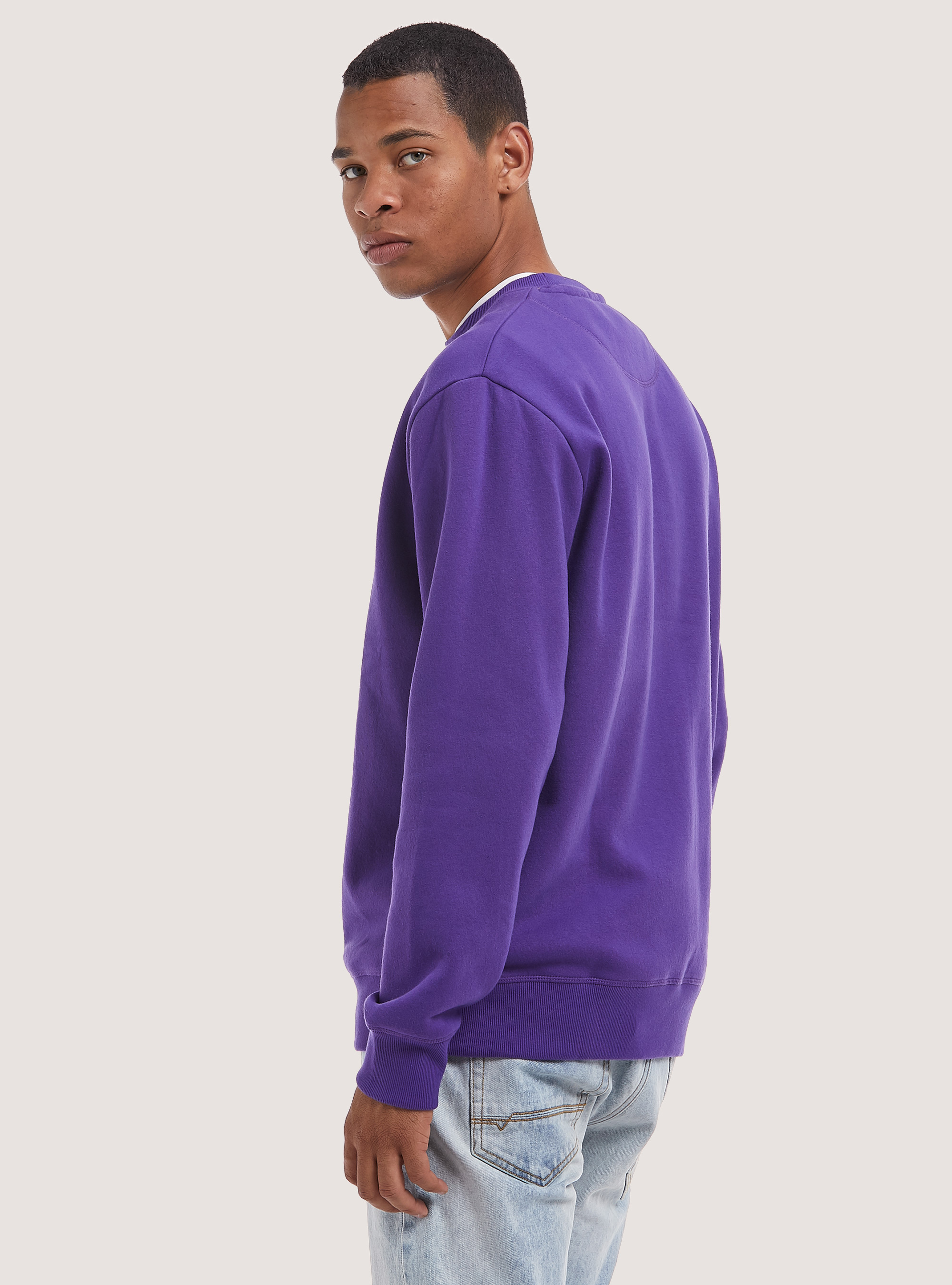 Sudadera lisa de algodón con cuello redondo, VI2 VIOLET MEDIUM