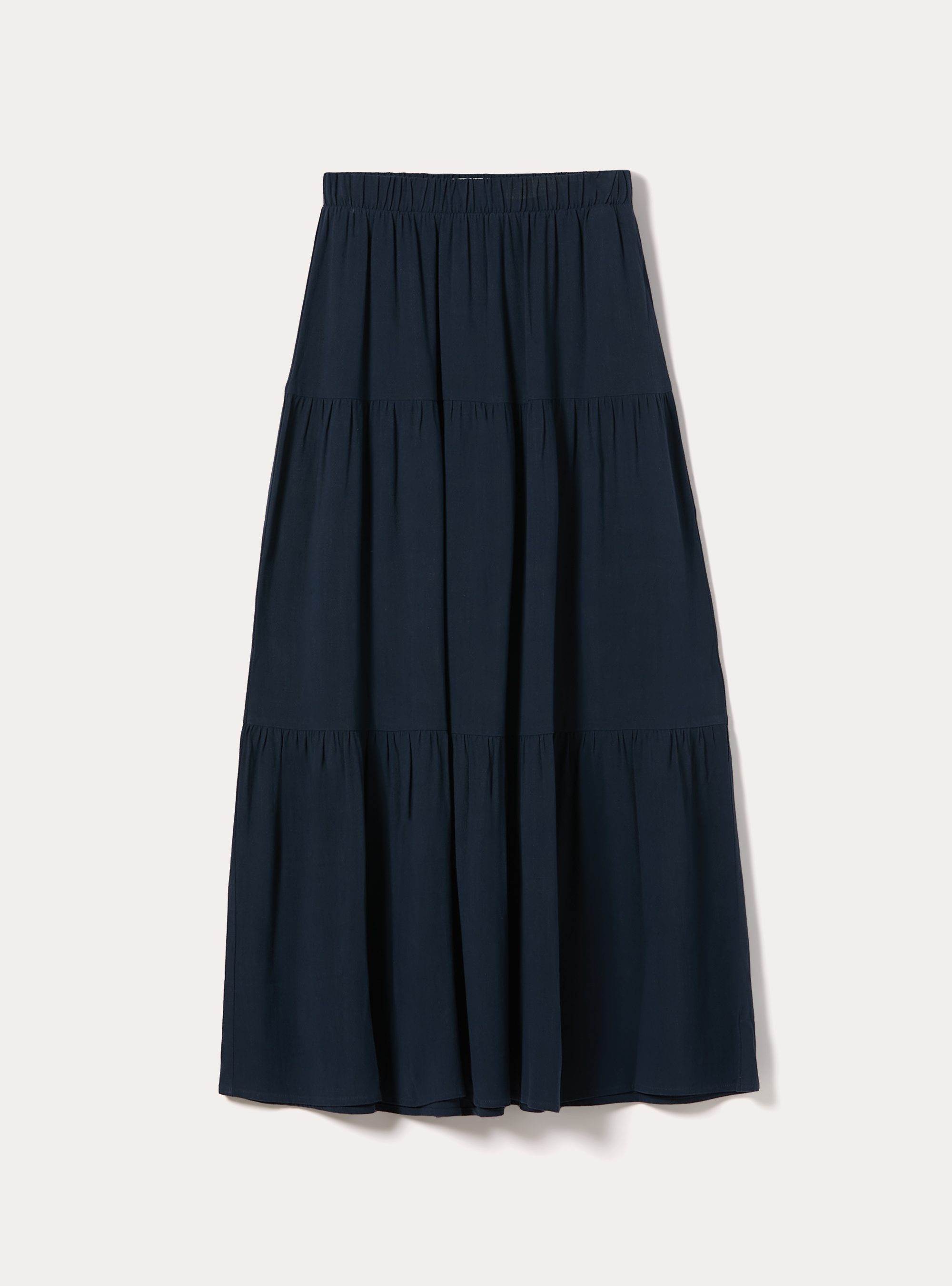 Falda boho con volantes en mezcla de lino, NA2 NAVY MEDIUM