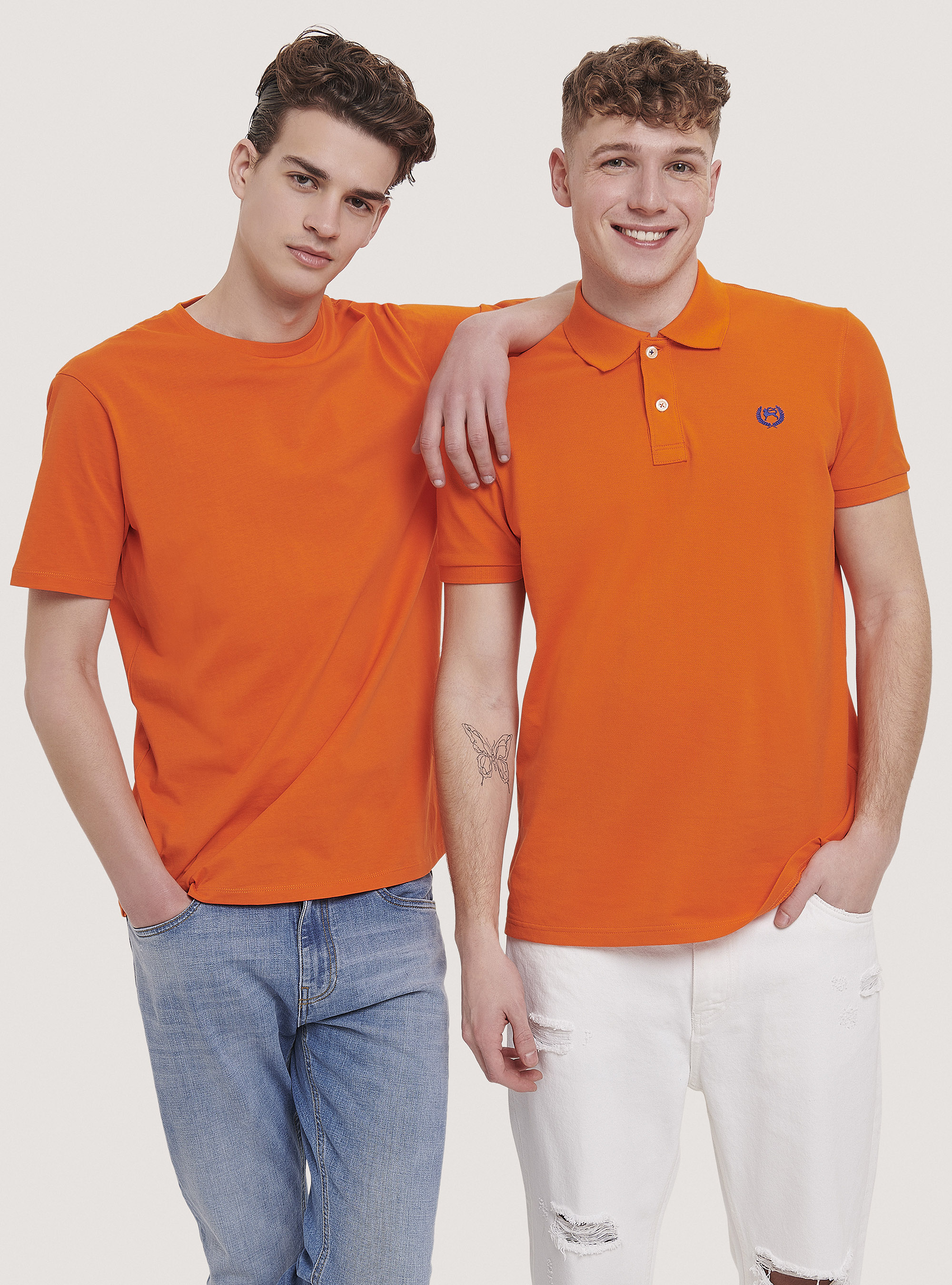 Polo de piqu&eacute; de algod&oacute;n con bordado, C7780 ORANGE
