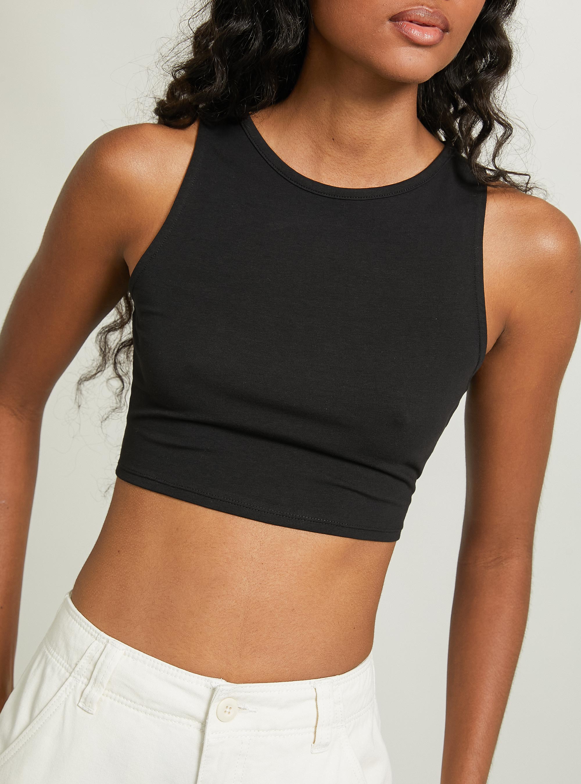 Lace up crop top, BK1 BLACK