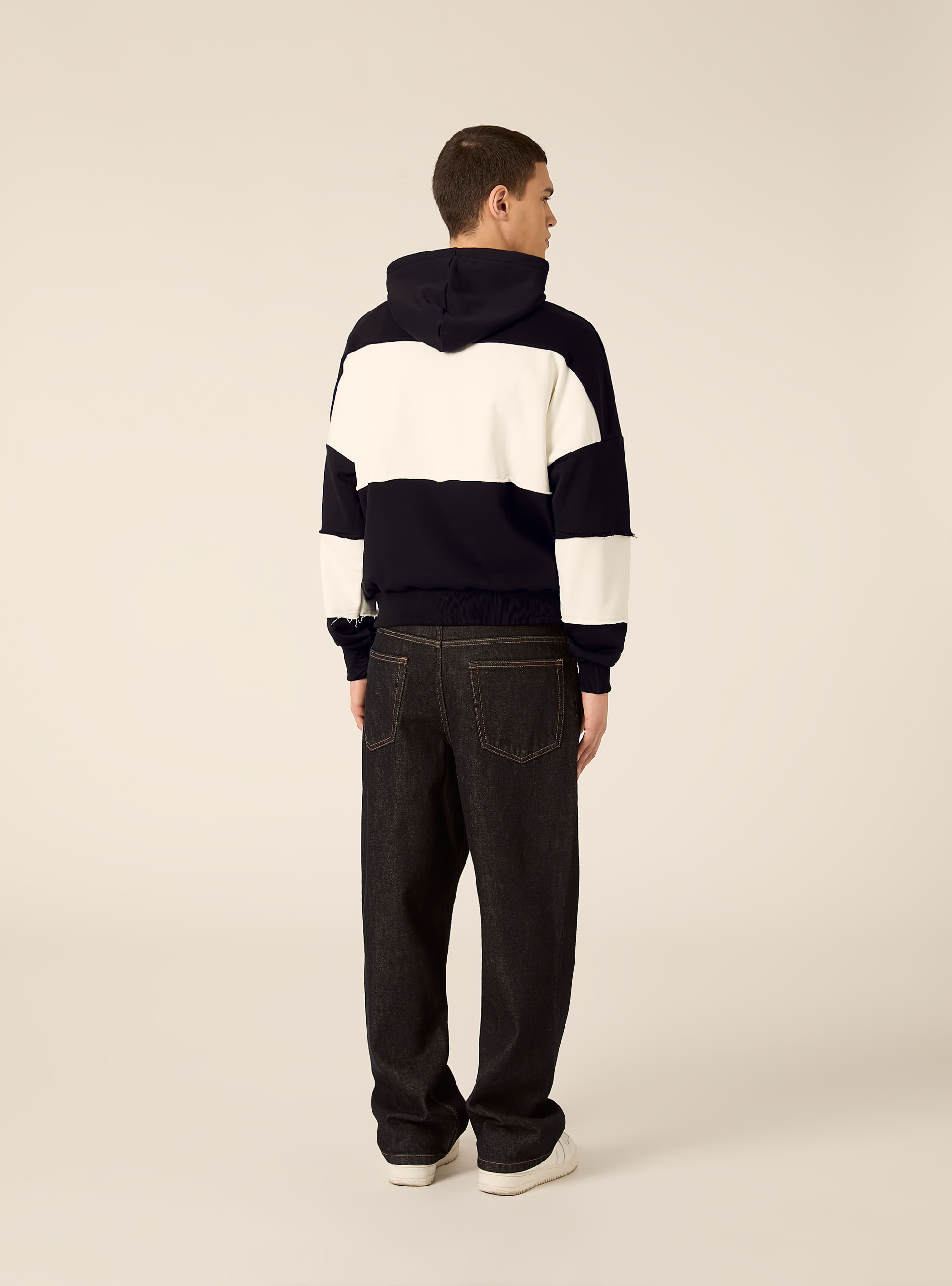 Felpa boxy rigata, NA1 NAVY DARK