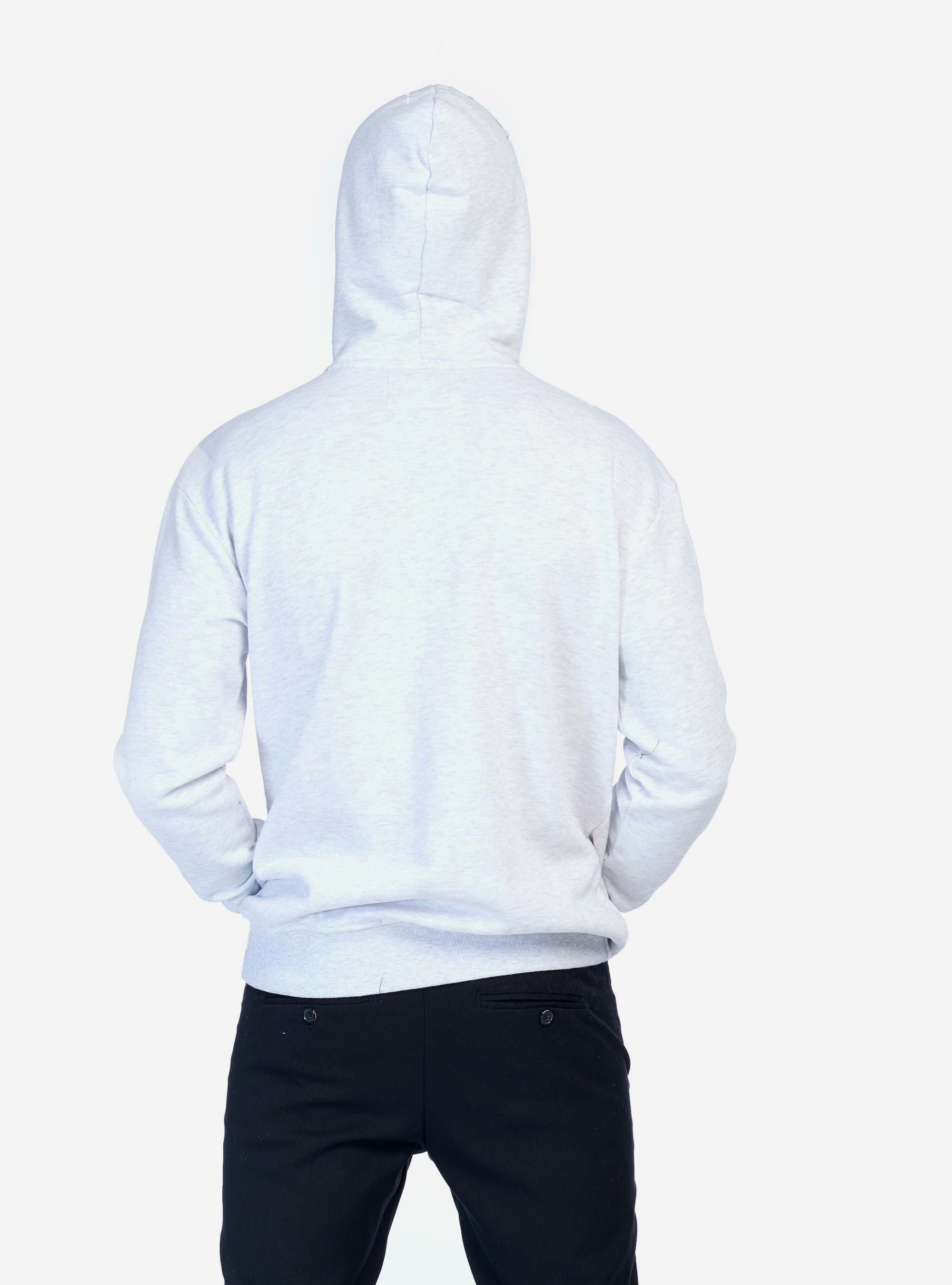 Felpa con cappuccio e stampa a constrasto, BIANCO GHIACCIO