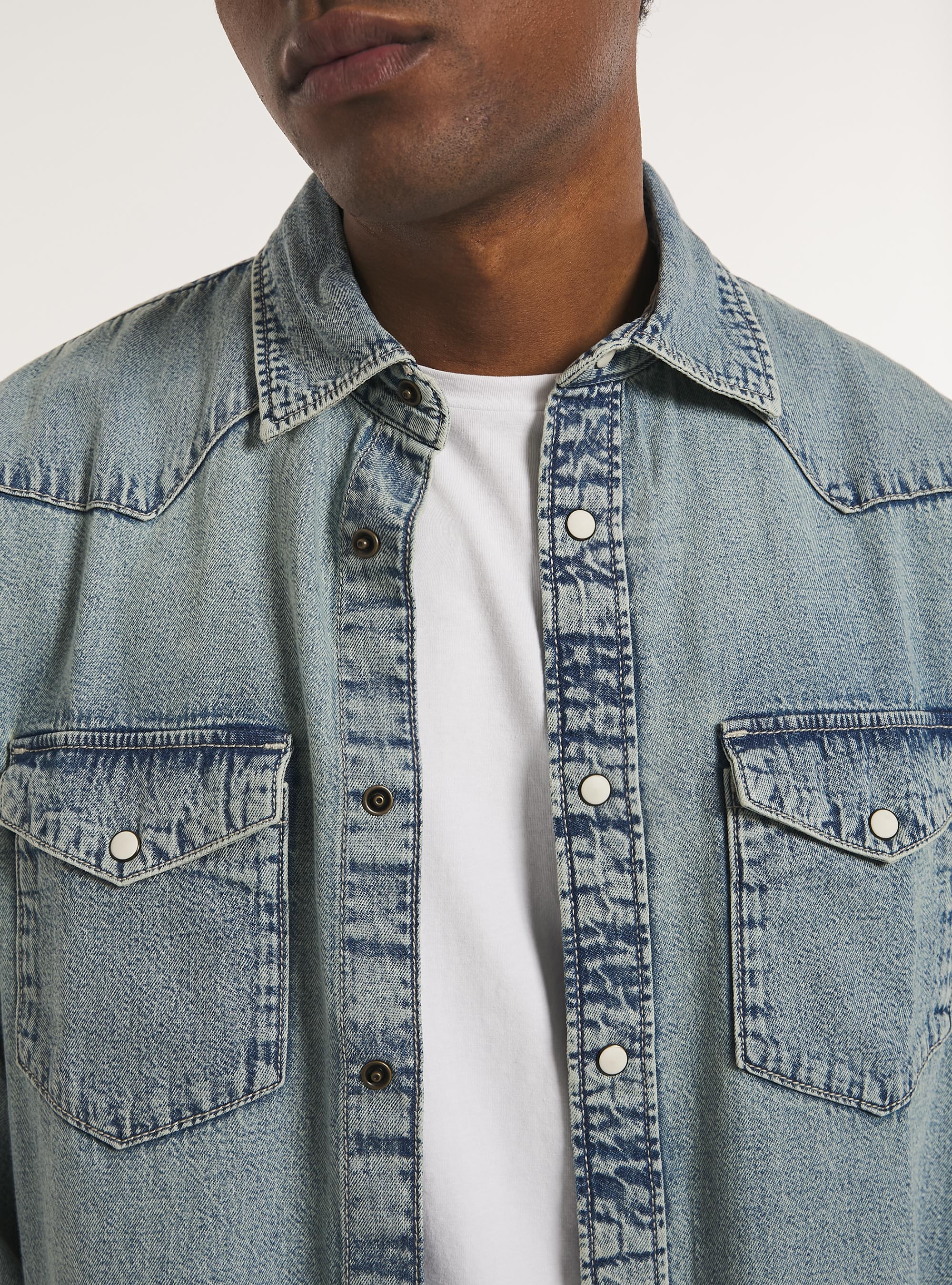Camicia in denim, D007 LIGHT AZURE