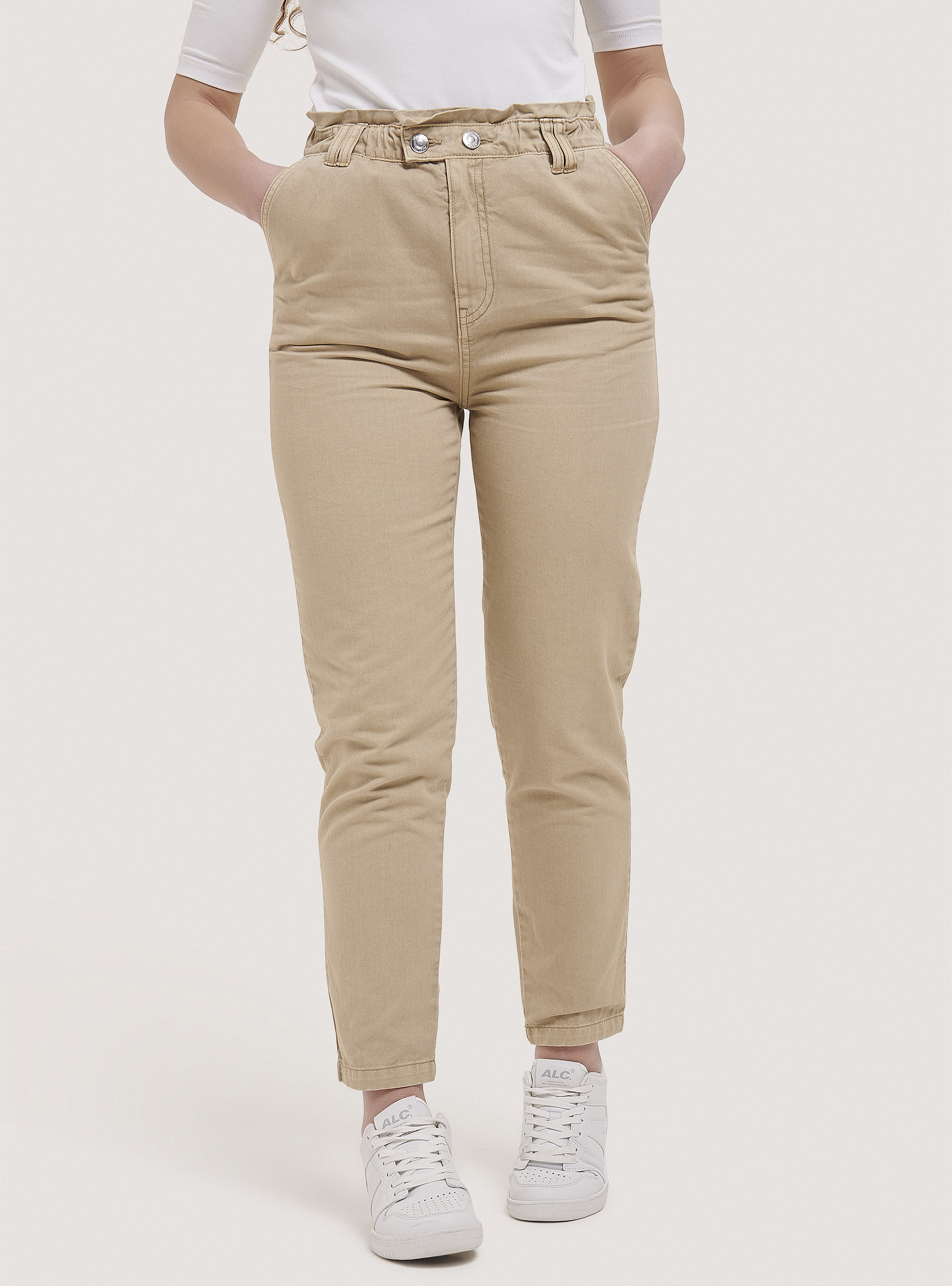 Cotton baggy trousers, BEIGE